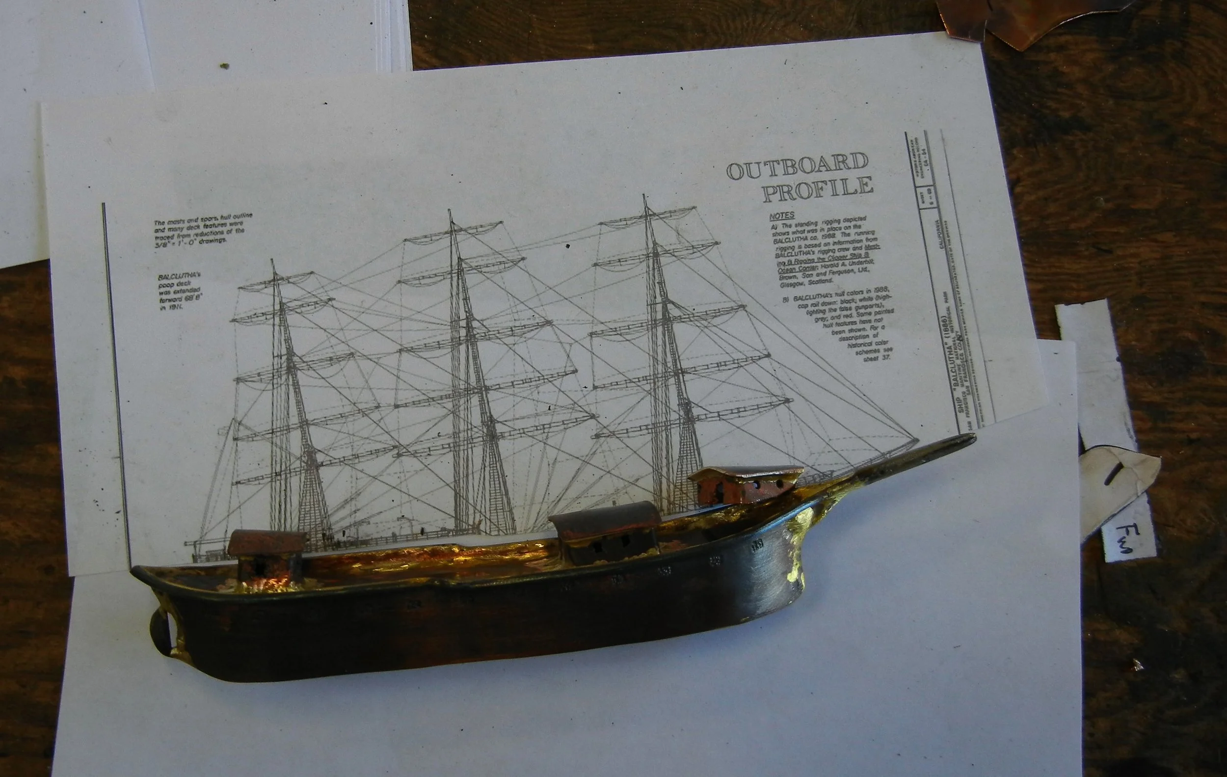  Keeping the build to scale next up the masts. 