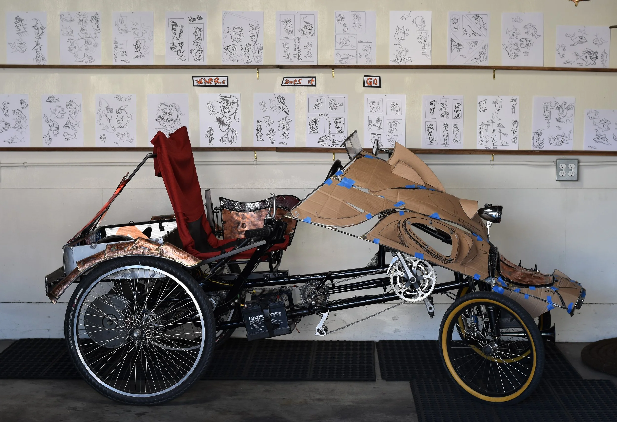  Welcome to November Arts Alive! The build continues. Starboard side - using cardboard gives me the chance to like or dislike my ideas or thoughts. Giving me time over time to say yes or no. Cardboard will be replaced with copper like the hood. 