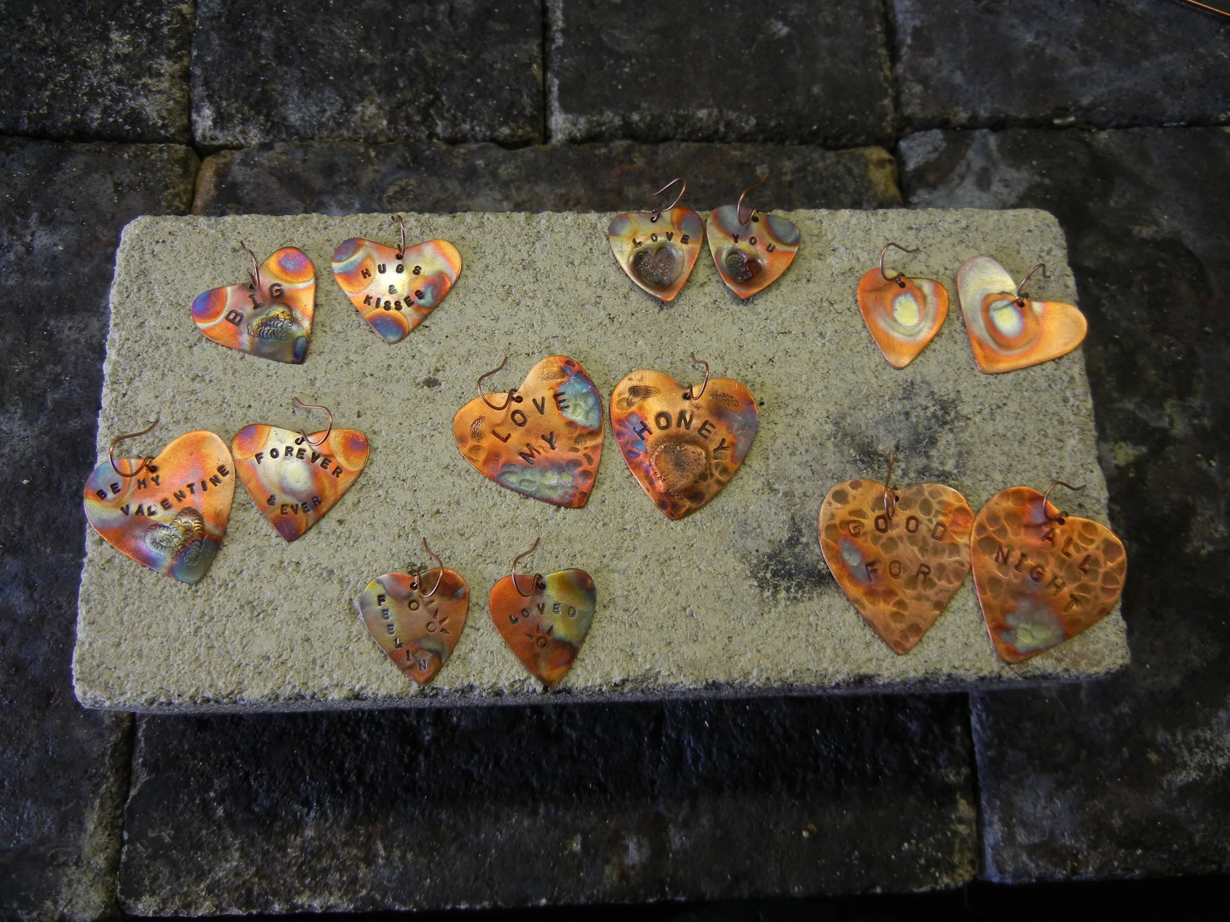 Be my Valentine earrings - fresh off the torch