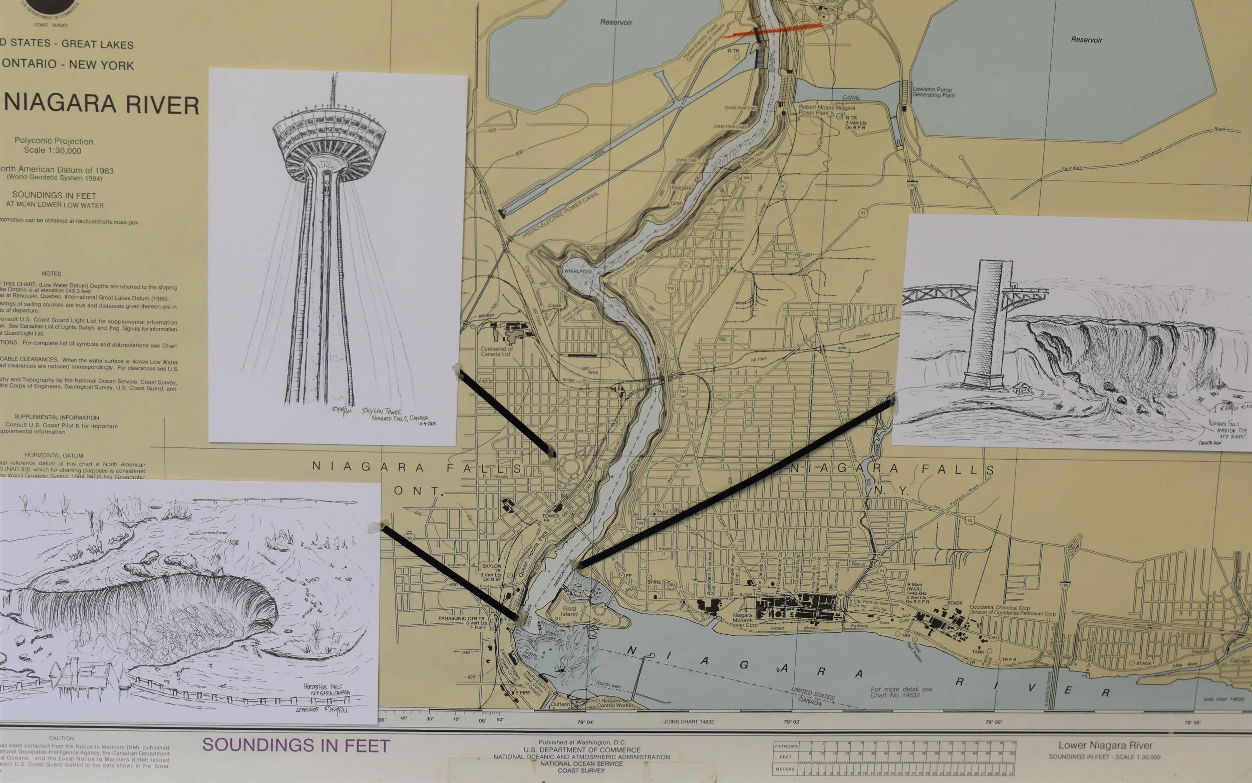 Niagara Falls on the chart not much to look at, but look at my sketch
