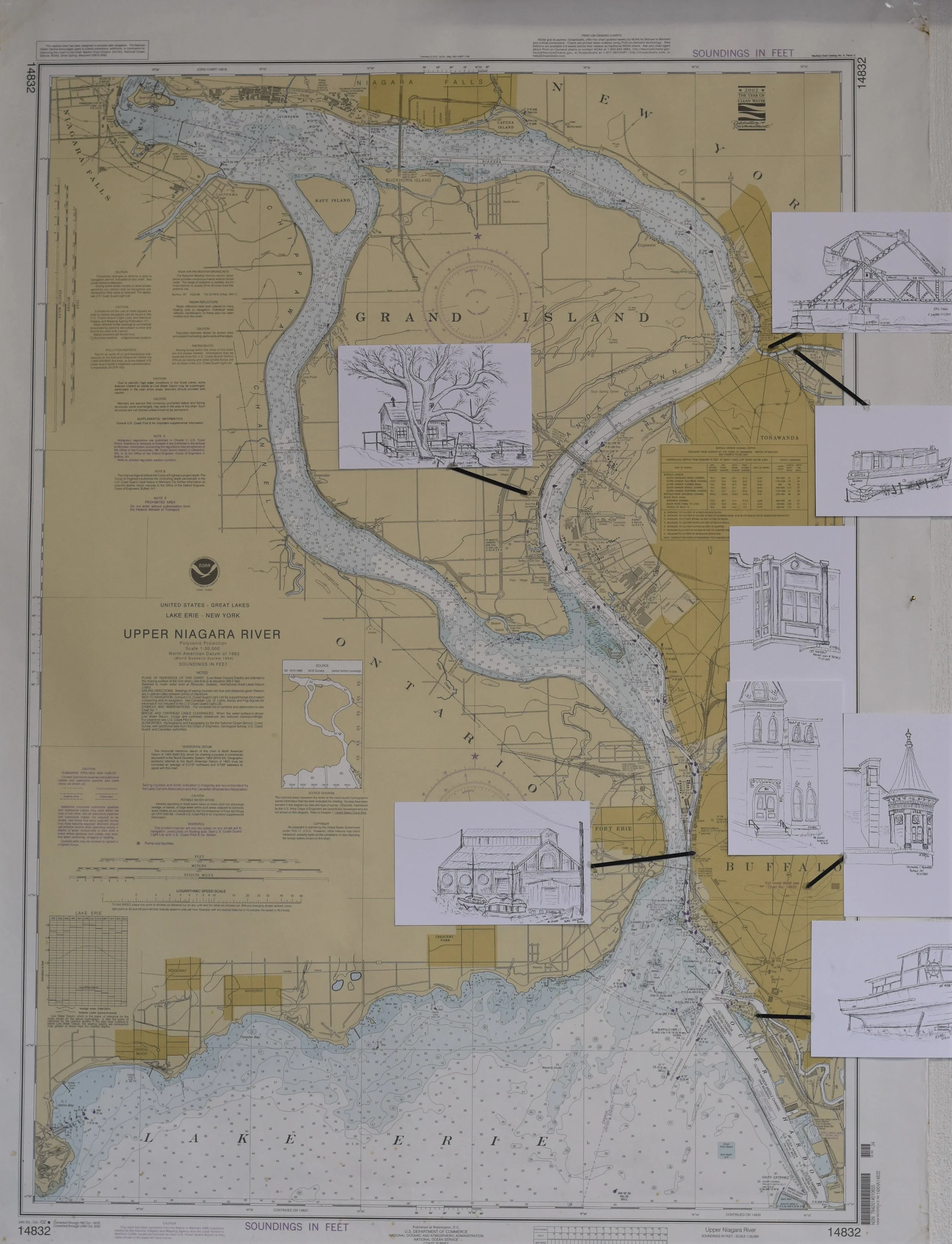 Buffalo sketches are in close proximity of draw sites on Navigational charts