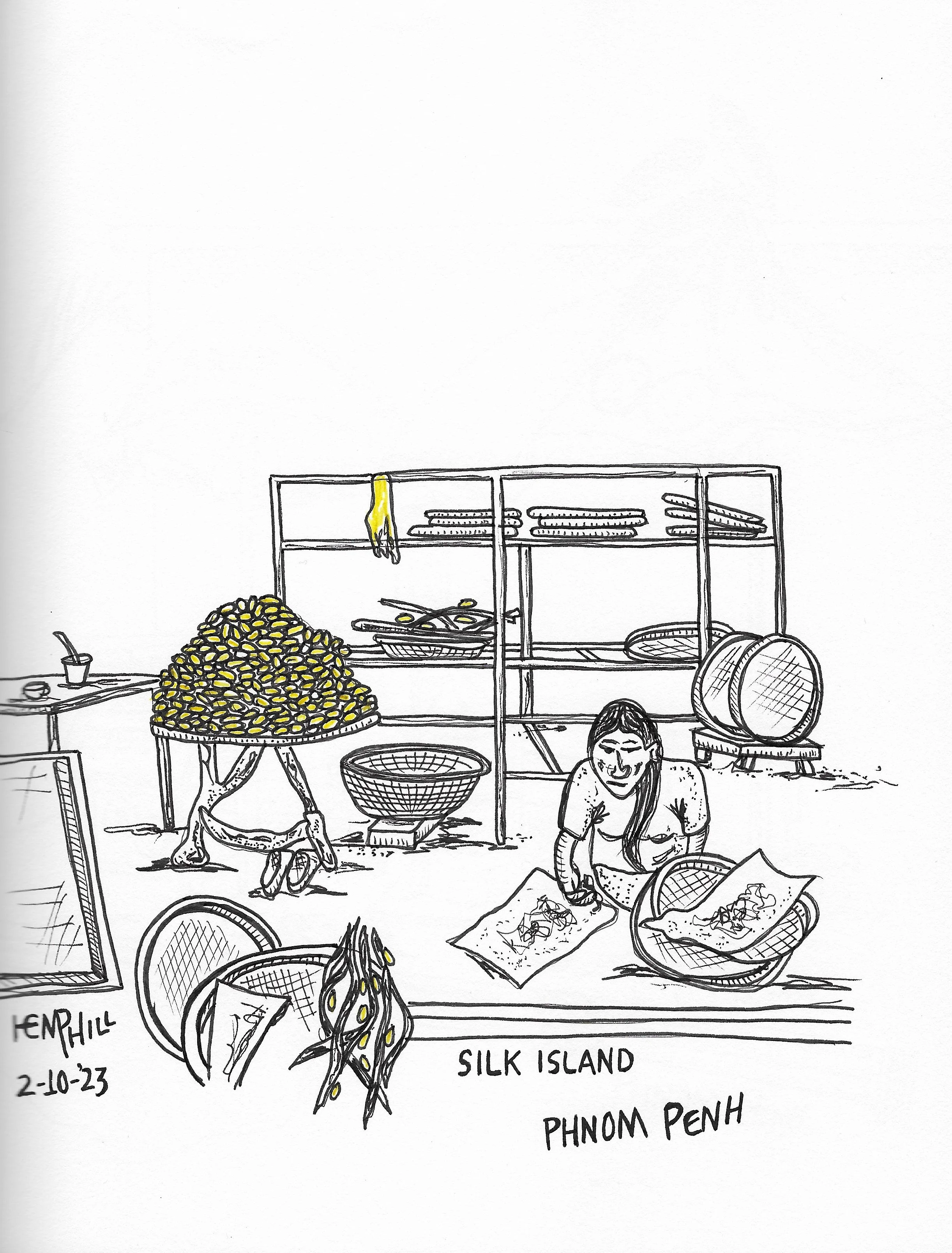 Silk farming, yellow silk only comes from Cambodia