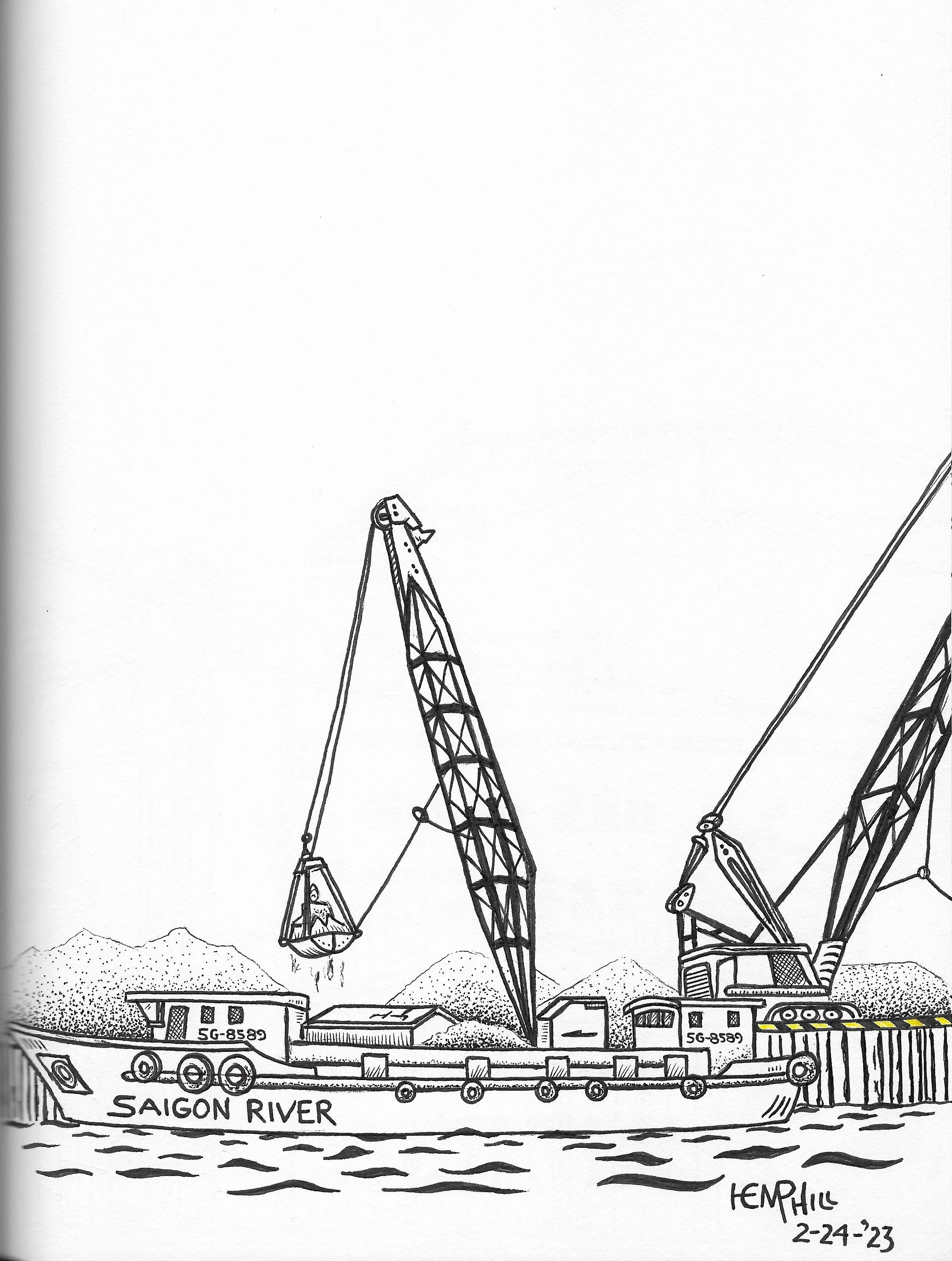 Dumper boat being loaded up with what? Coal and tons of it