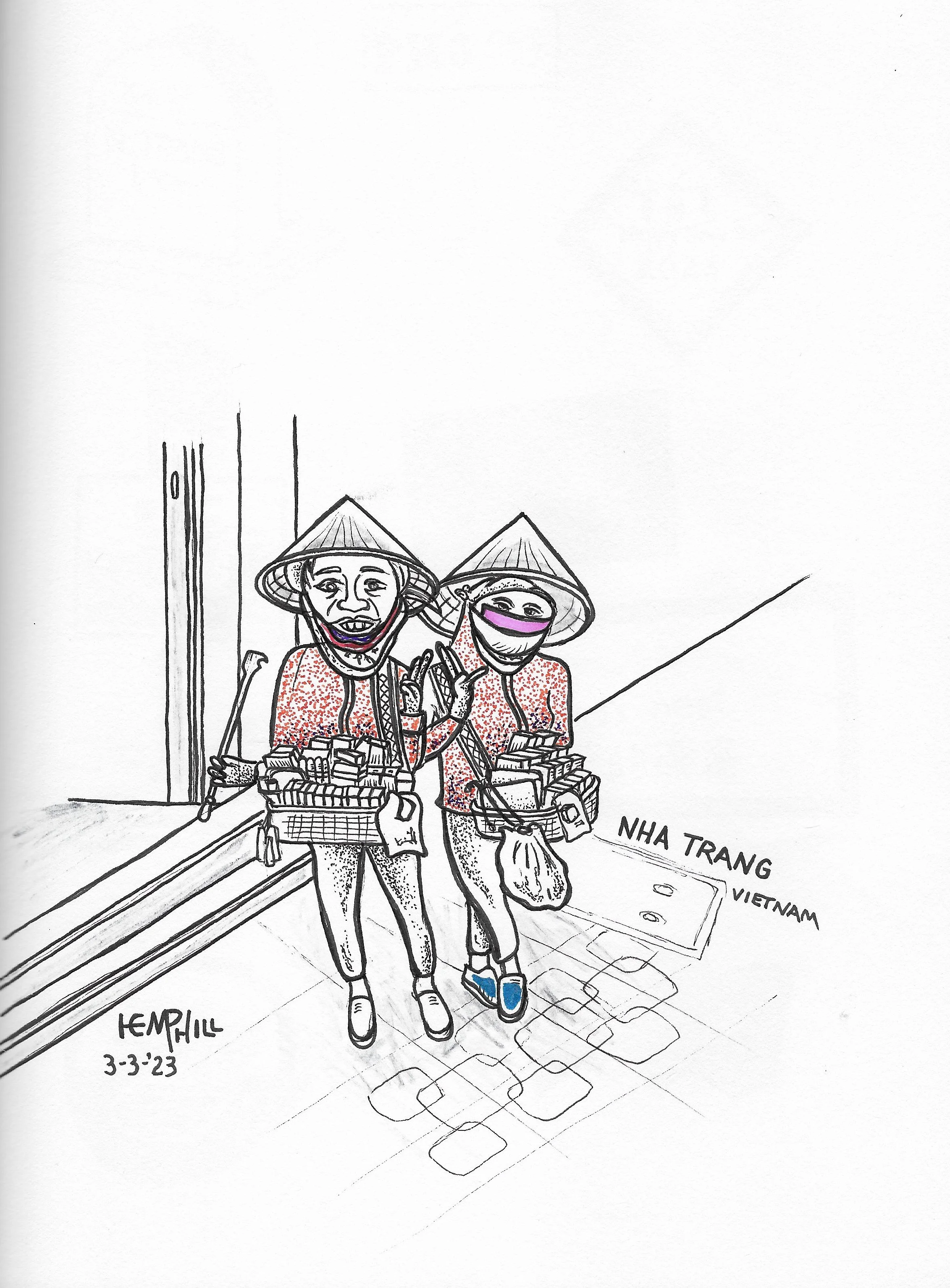 These ladies were great, big smiles and kind. They really liked sketch of themselves