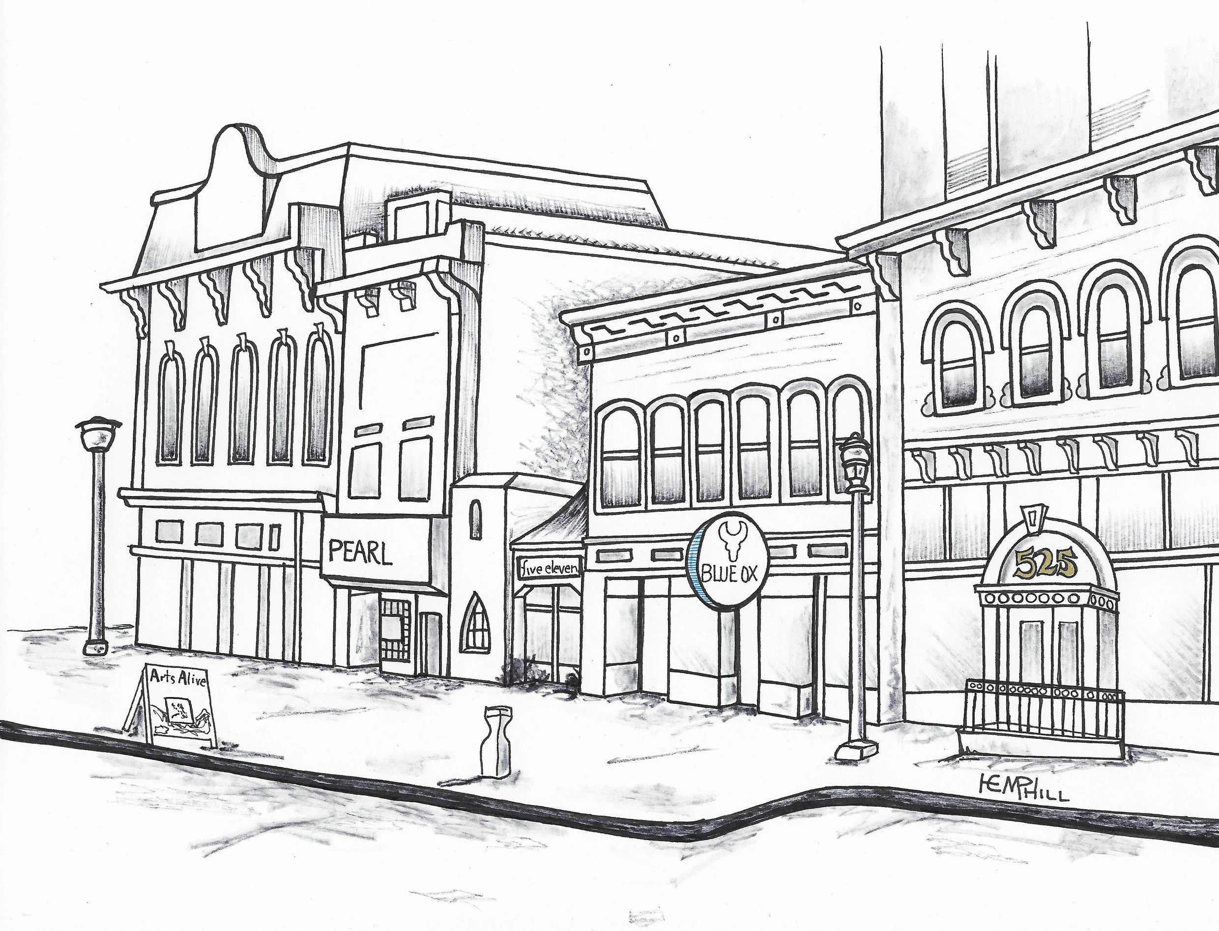 525 Vance Hotel and present day water'in holes