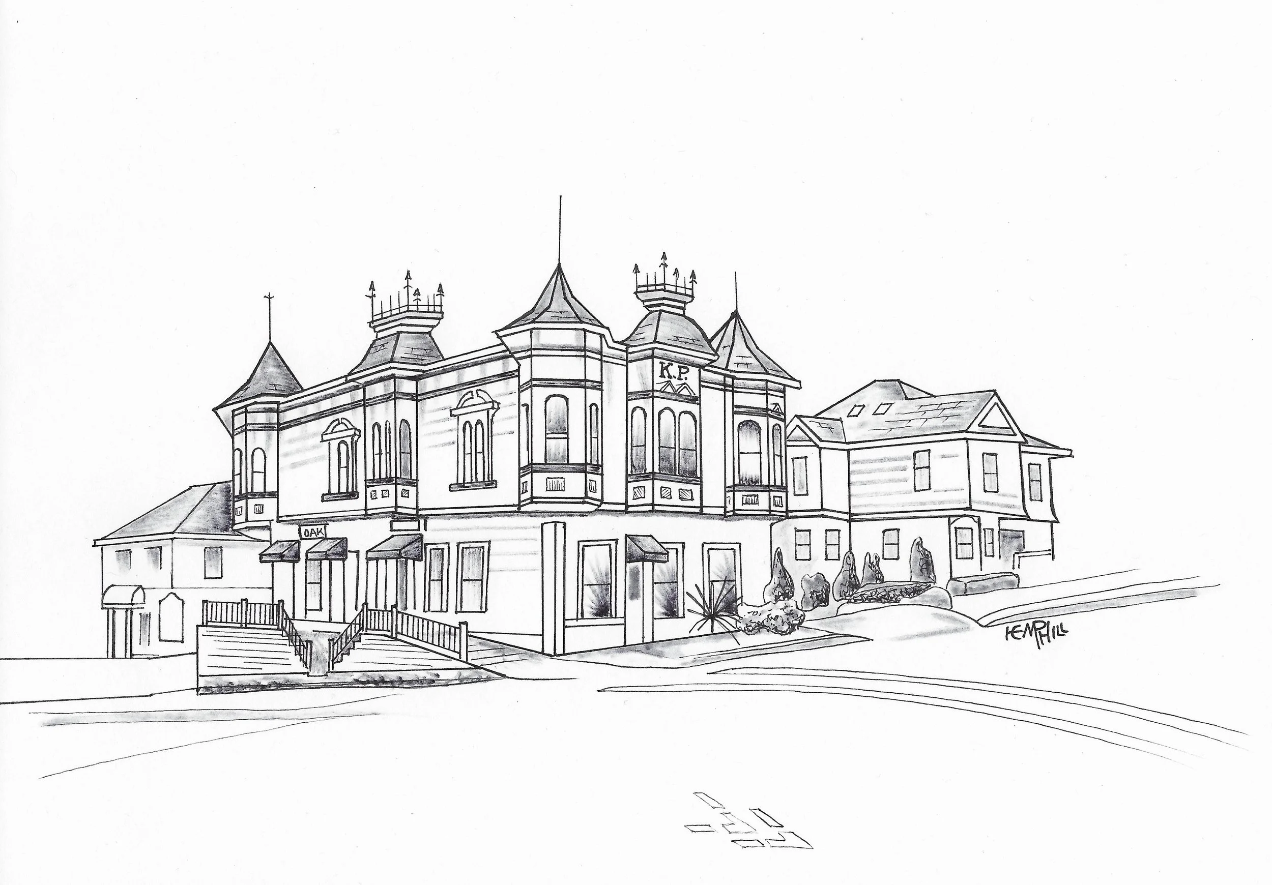 Pythian Castle built around 1884-85 classic Queen Anne style architecture. Just down the hill from Bair house..