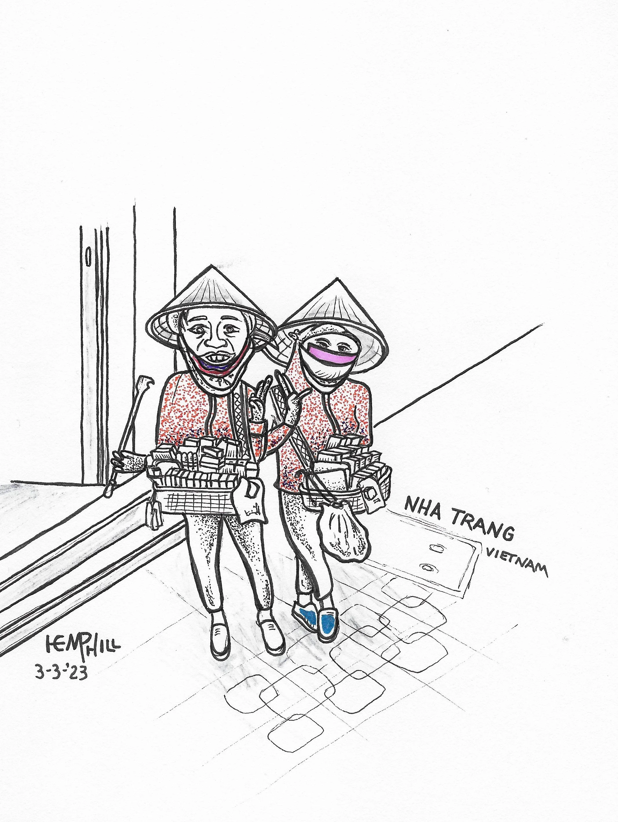 Love these ladies encountered them everyday. They loved the sketch