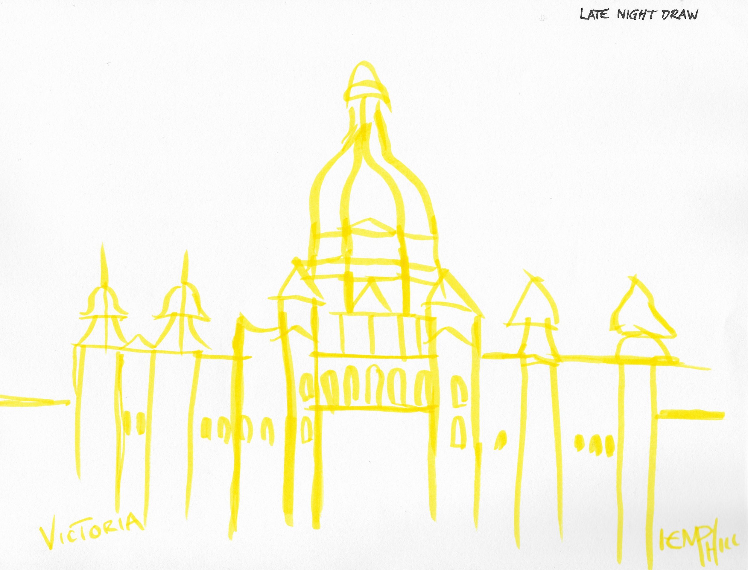 I've done some tough draws in the past but this was at midnight and building all lit up. No lights extremely difficult.