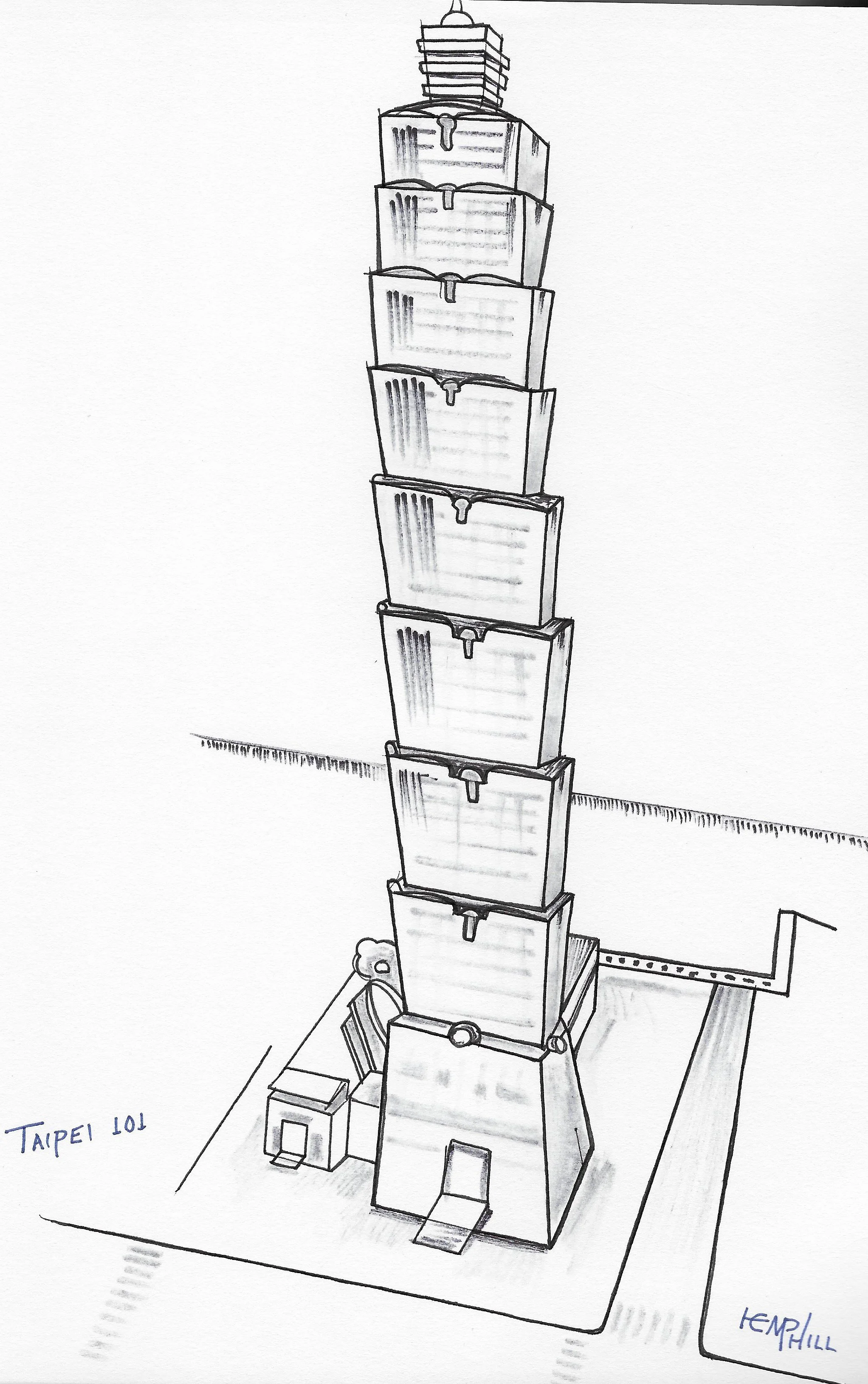 Taipei 101 think I need a bigger piece of paper for this draw