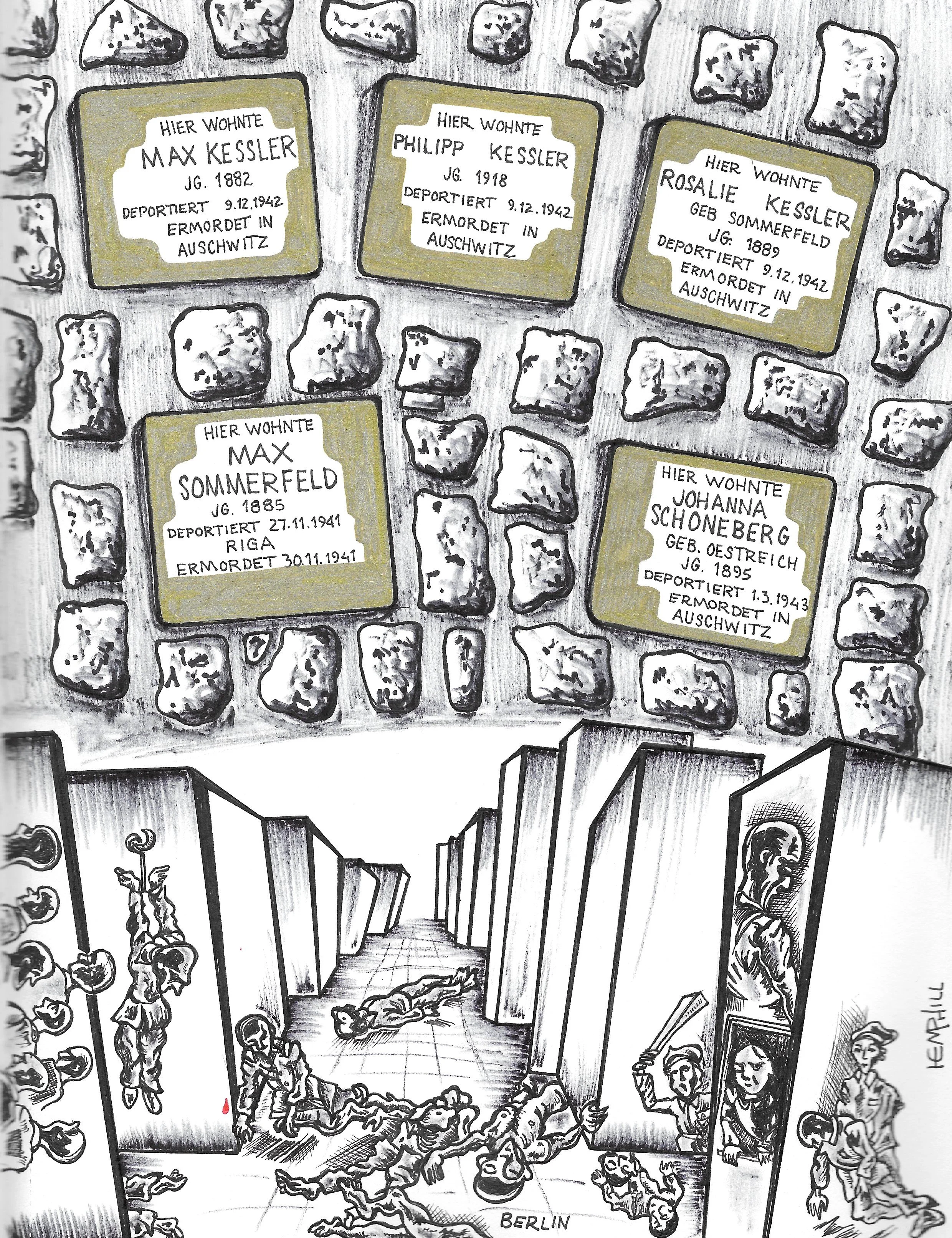 Stolpersteine (stumbling stones) with Murdered Jews memorial, tough draw