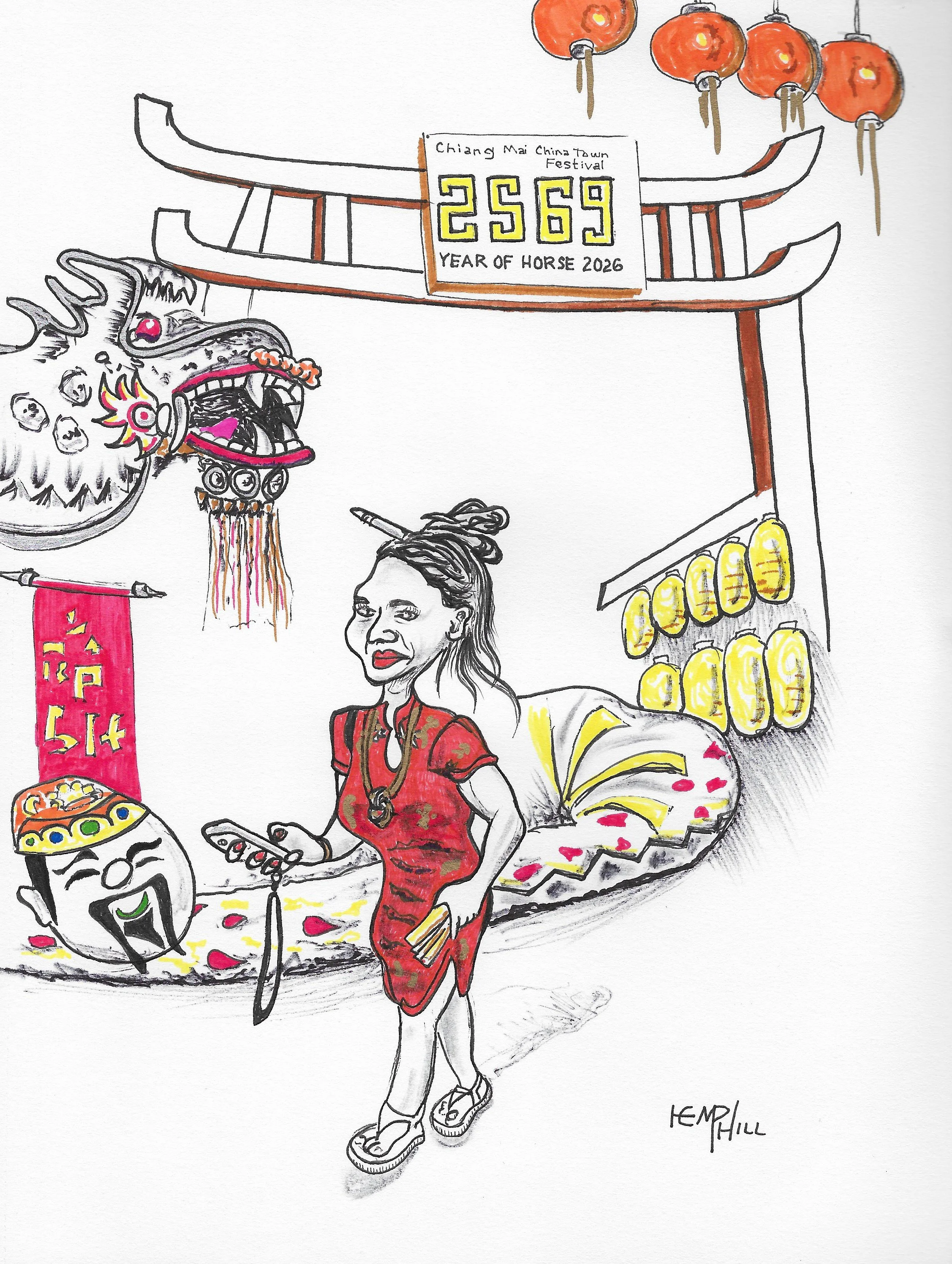 Chinese New Year. This young beautiful woman was def having a great time. This is my rendition