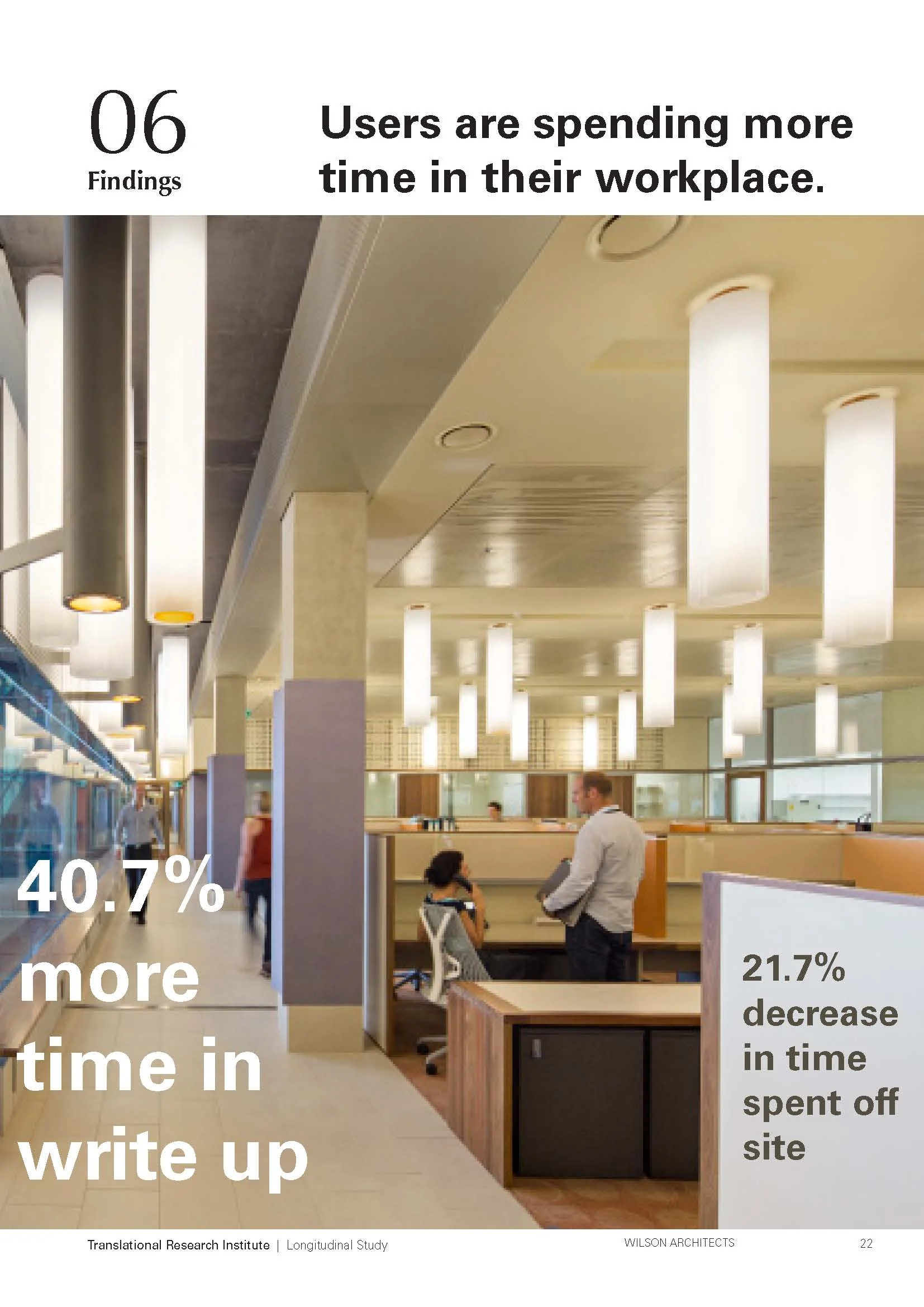 Longitudinal Study of Translational Research Insitute laboratories & workplace undertaken by Wilson Architects.