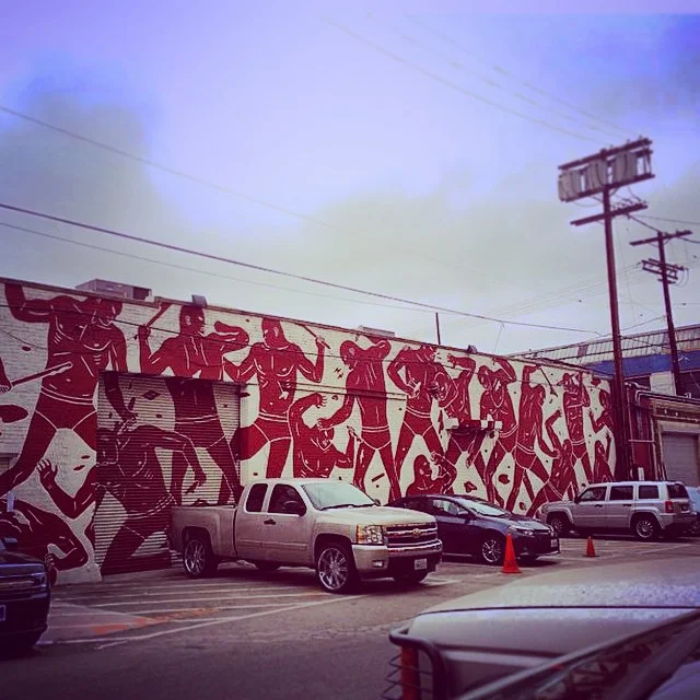Cleon Peterson's mural is directly north of Where Stumptown Coffee is.&nbsp;