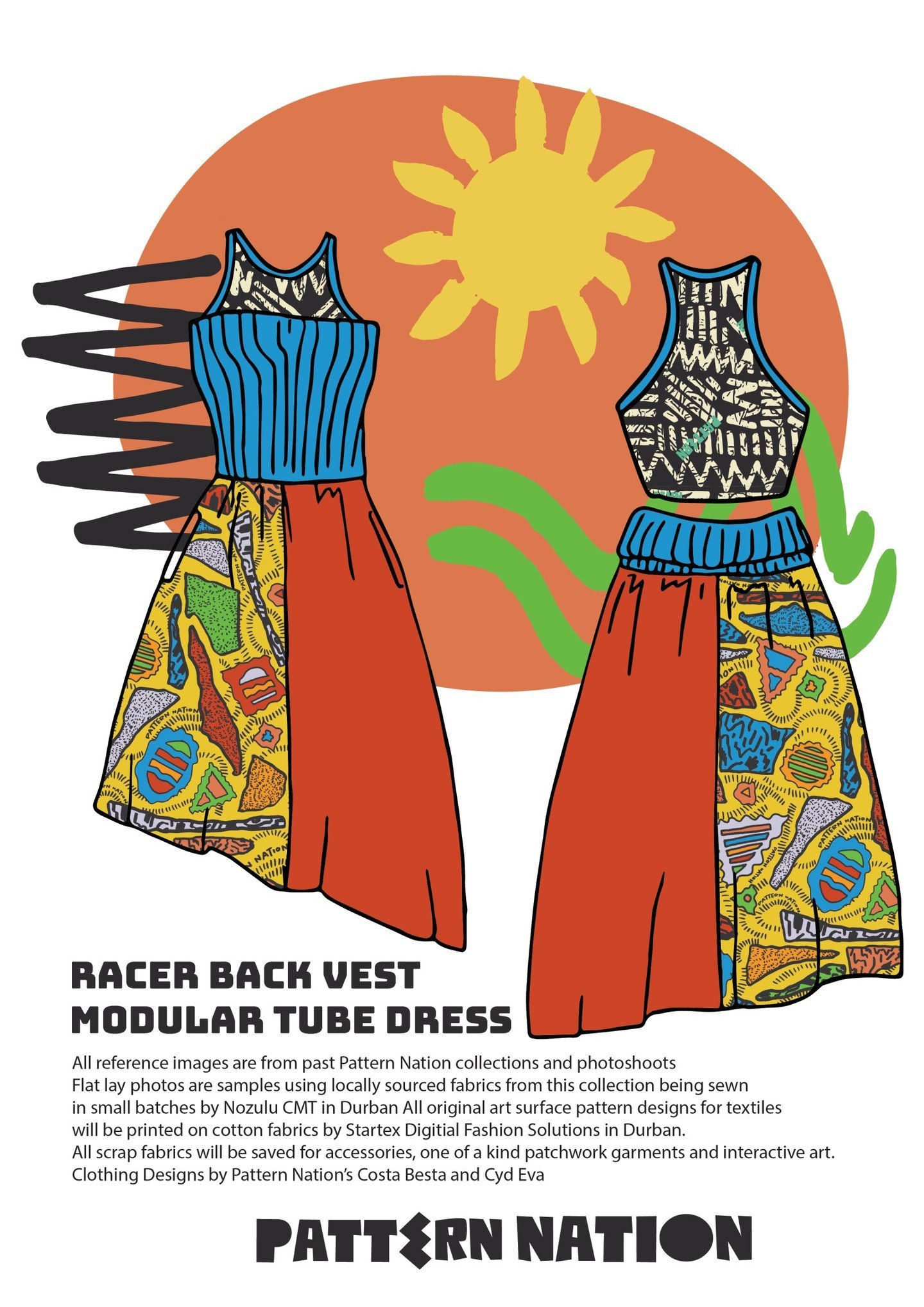 These are some designs from the mood board we created that didn't make the cut and won't be included in this years production: 

1. Cargo Pocket T-shirt Dress
2. Racer Back Vest 
3. Modular Tube Dress 

We had to limit our designs for our south afric