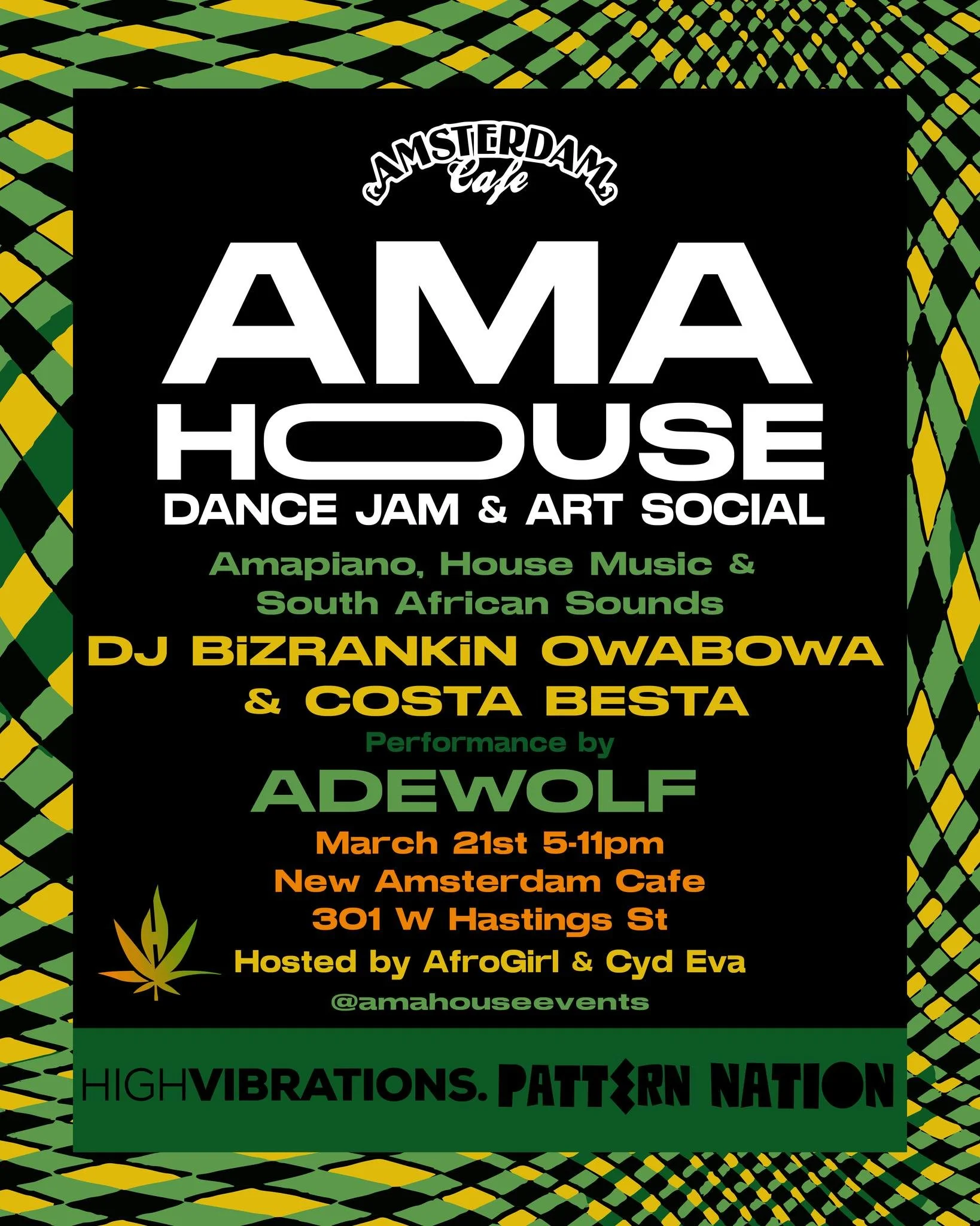 AMA HOUSE returns March 21st &mdash; bringing the rhythm, movement, art &amp; community energy all under one roof 🎶✨

Expect Amapiano, House &amp; South African sounds, a live Afro pop performance, dance workshop, interactive art, vendors, food, and