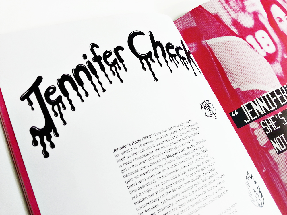 custom type treatment for the character Jennifer Check, inspired by the horror elements in the film.