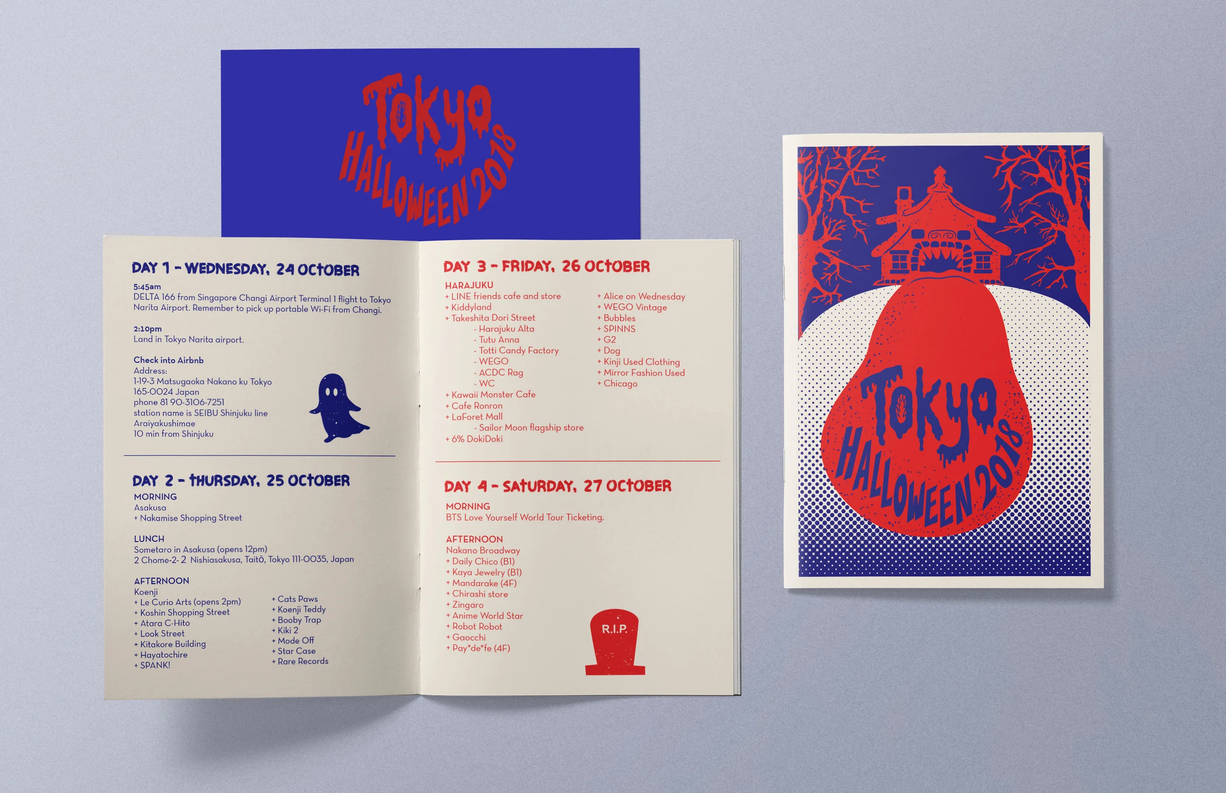 This was a custom travel journal and itinerary inspired by the cult 1977 Japanese horror film Hausu
