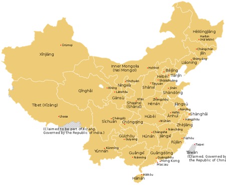 Map of China for your reference