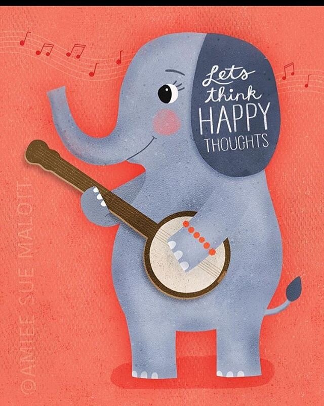 I could use a little more happy this week for sure. I just have to keep those happy thoughts close by, because next will hopefully go better. 😢#elephant #week7  #animalart #music #banjo  #pickin #makingarteveryday #wildanimals  #acoustic  #musiclife