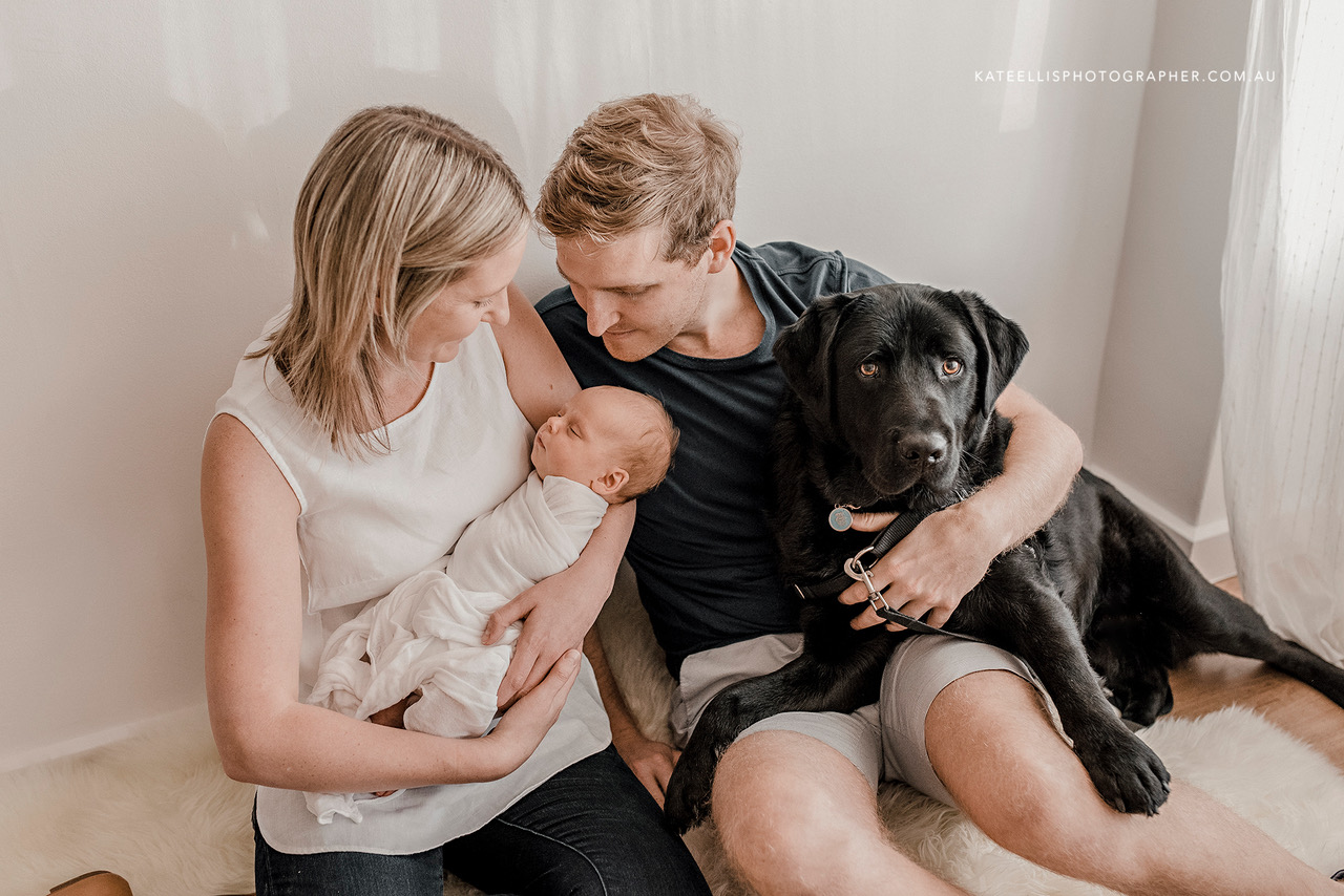 Buddy with his family including new baby Lachie