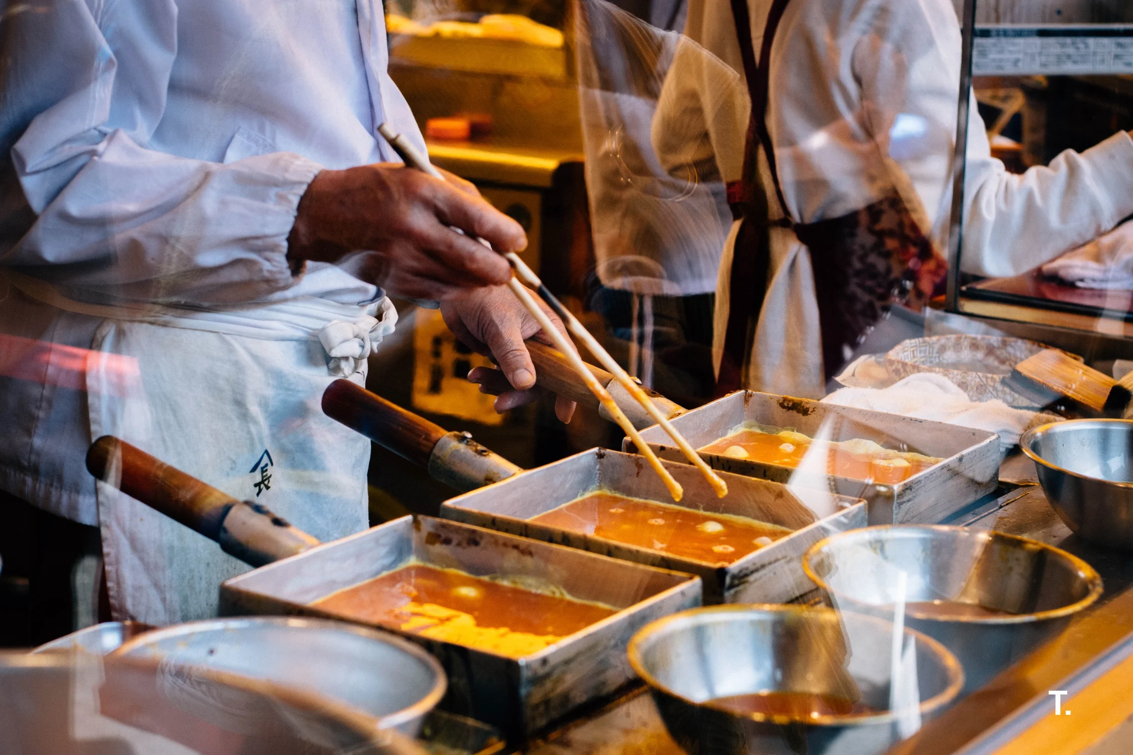A tamago making man at the Tsukiji Markets.