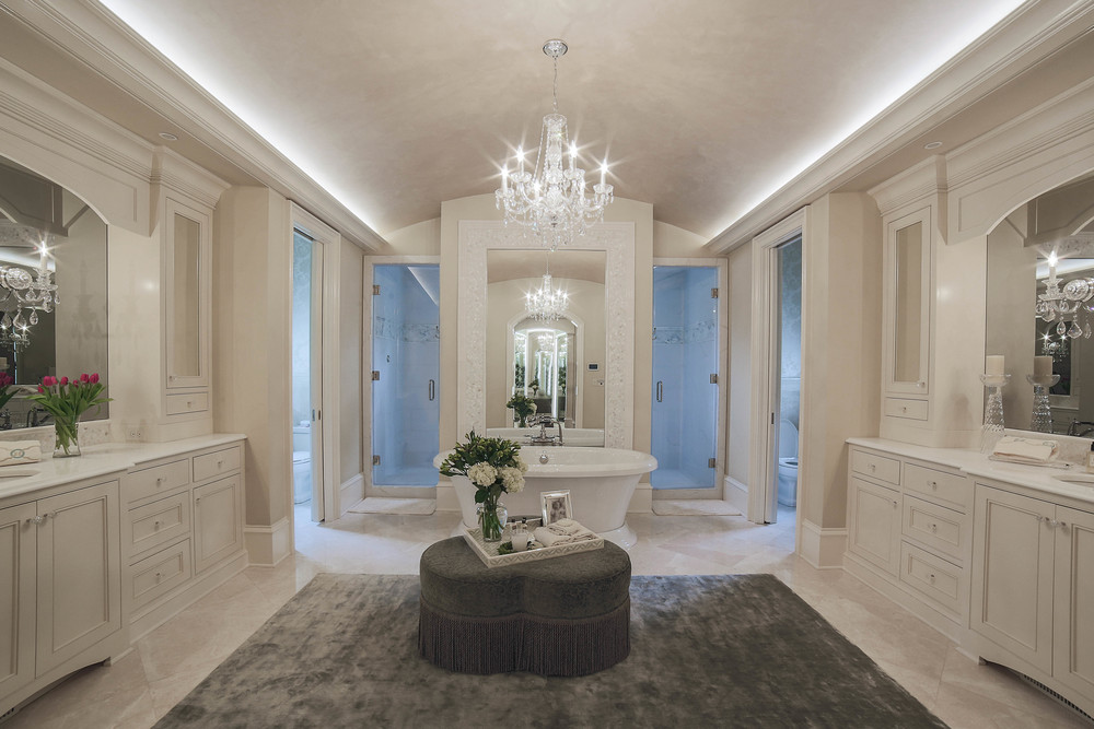 Durham Designs Consulting, Luxurious White Master Bathrooms