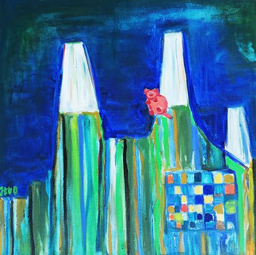 - SOLD - 41. Pig and Power Station , 2016 (50 x 50 cm) 