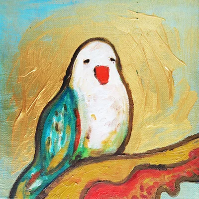 - SOLD - 21. The Solemn Parakeet , 2016 (18 x 18 x 2cm) 
