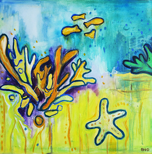 32. Starfish Underwater , 2016 (40 x 40 x 3.8cm) 
