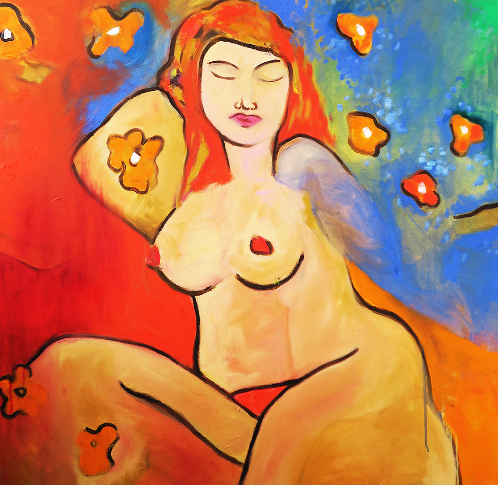 - SOLD - 45. Genteel Geisha , 2013 (90 x 90 x 3.8cm) 