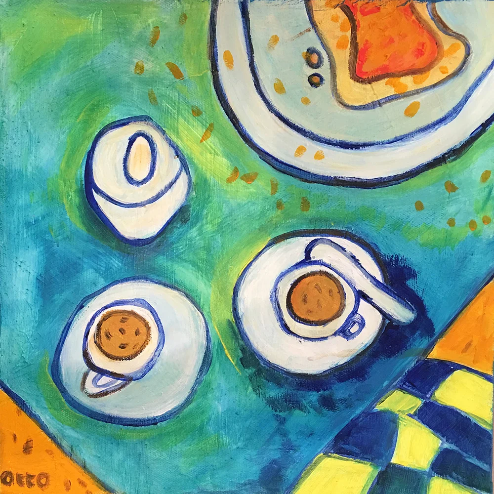 57. Coffee & Toast , 2016 (30 x 30 x 3.8cm) 