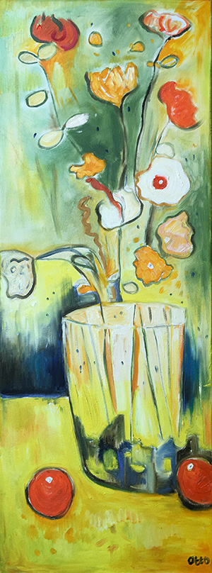 - SOLD - 60. Begonia Blood Oranges , 2016 (30 x 80 x 3.8cm) 