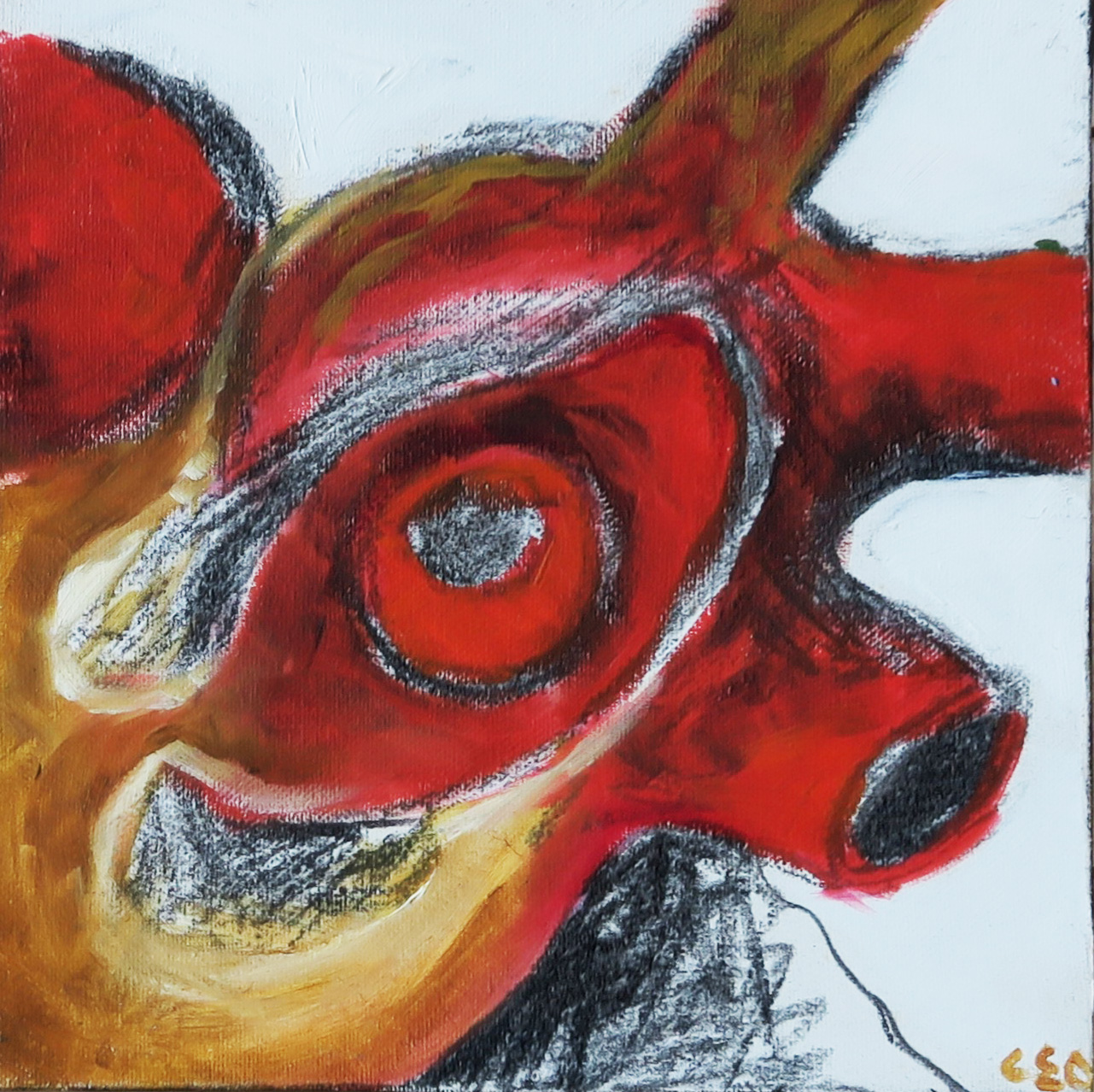 73. Heart You , 2007, Oil on Canvas with Charcoal (20 x 20 x 2cm) 