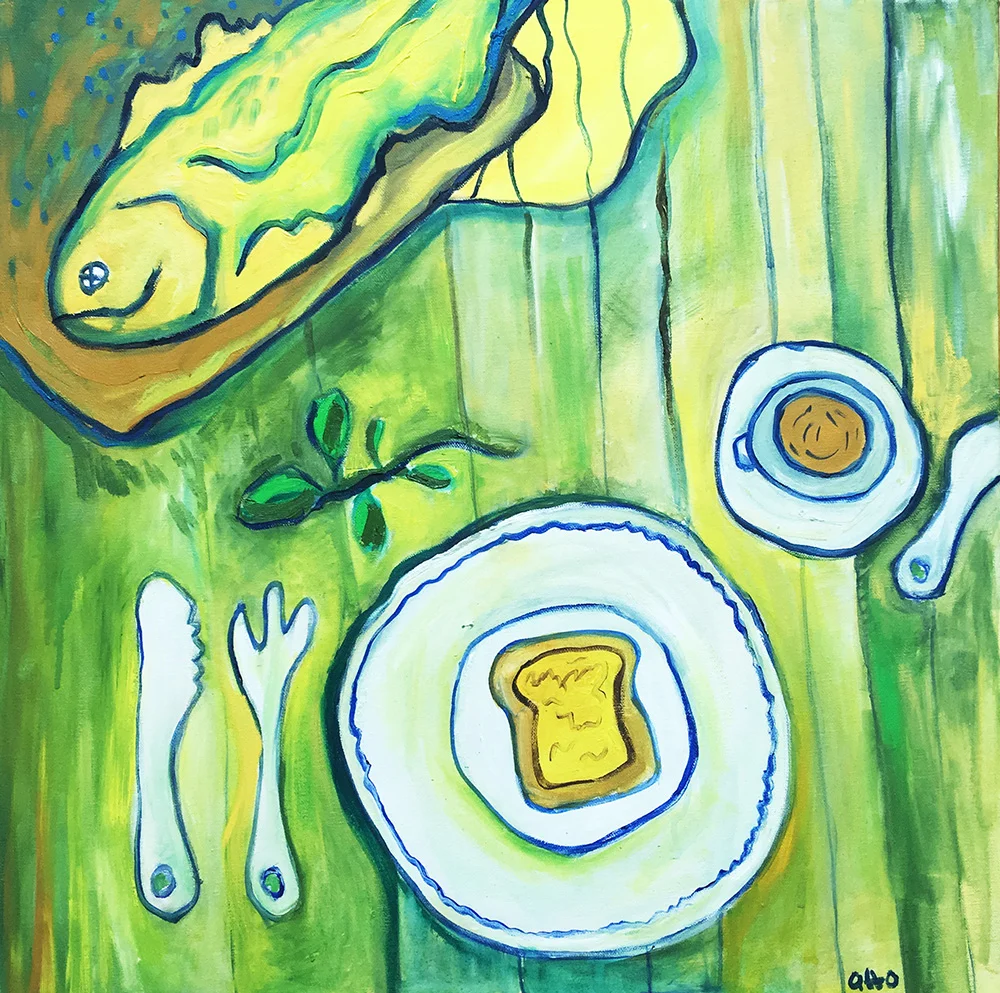 Fish for Tea, 2016 (50 x 50 x 3.8cm) £200