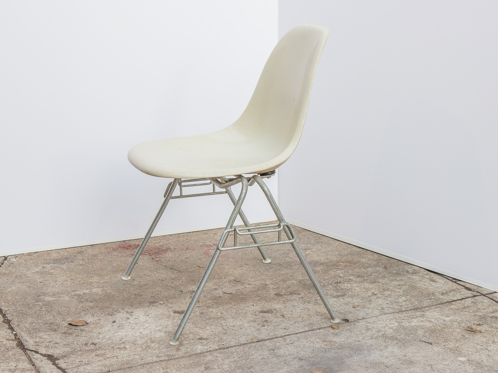 Parchment Eames Shell Chairs on Stacking Base —