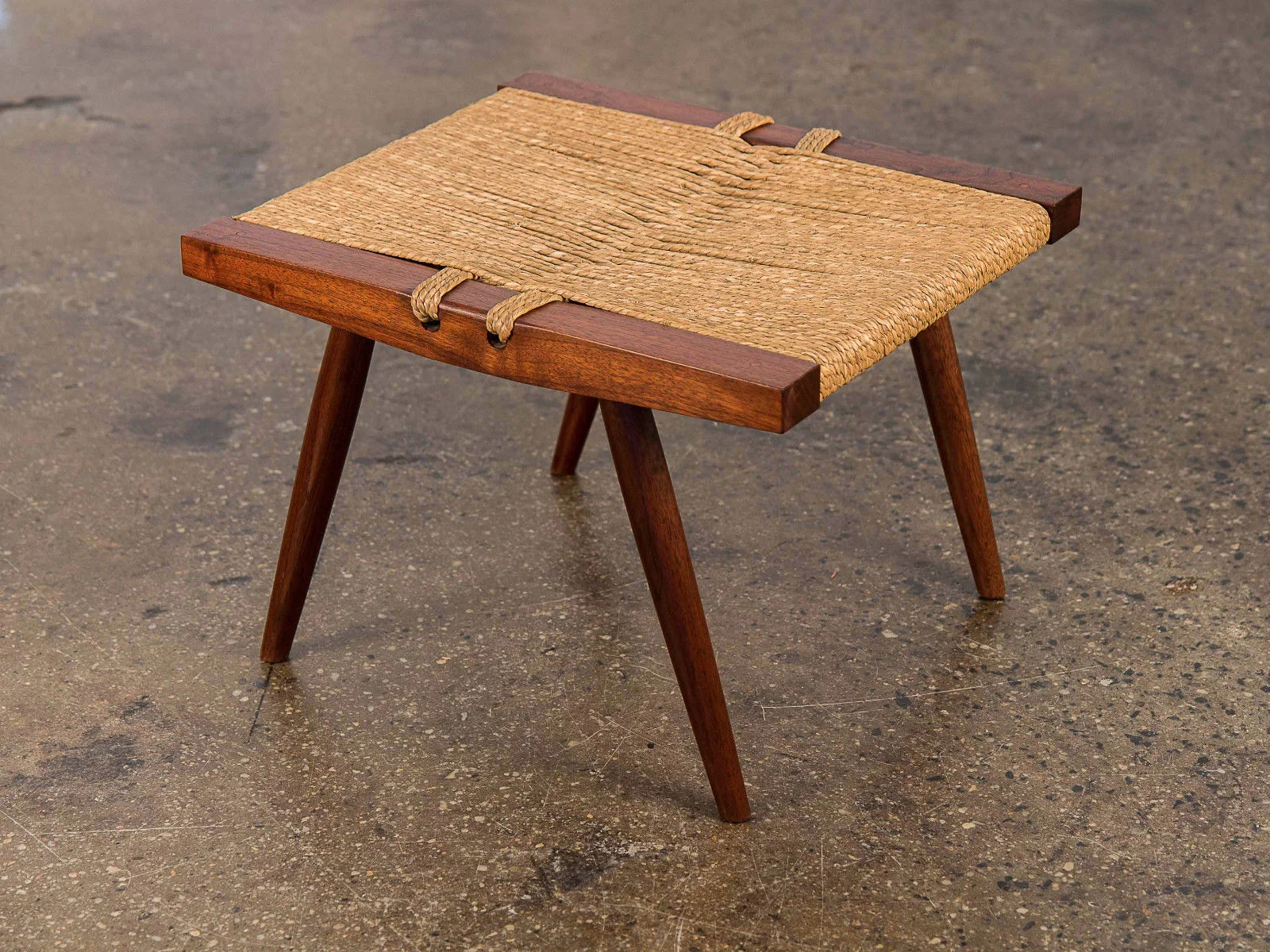 George Nakashima Grass Seat Walnut Stool