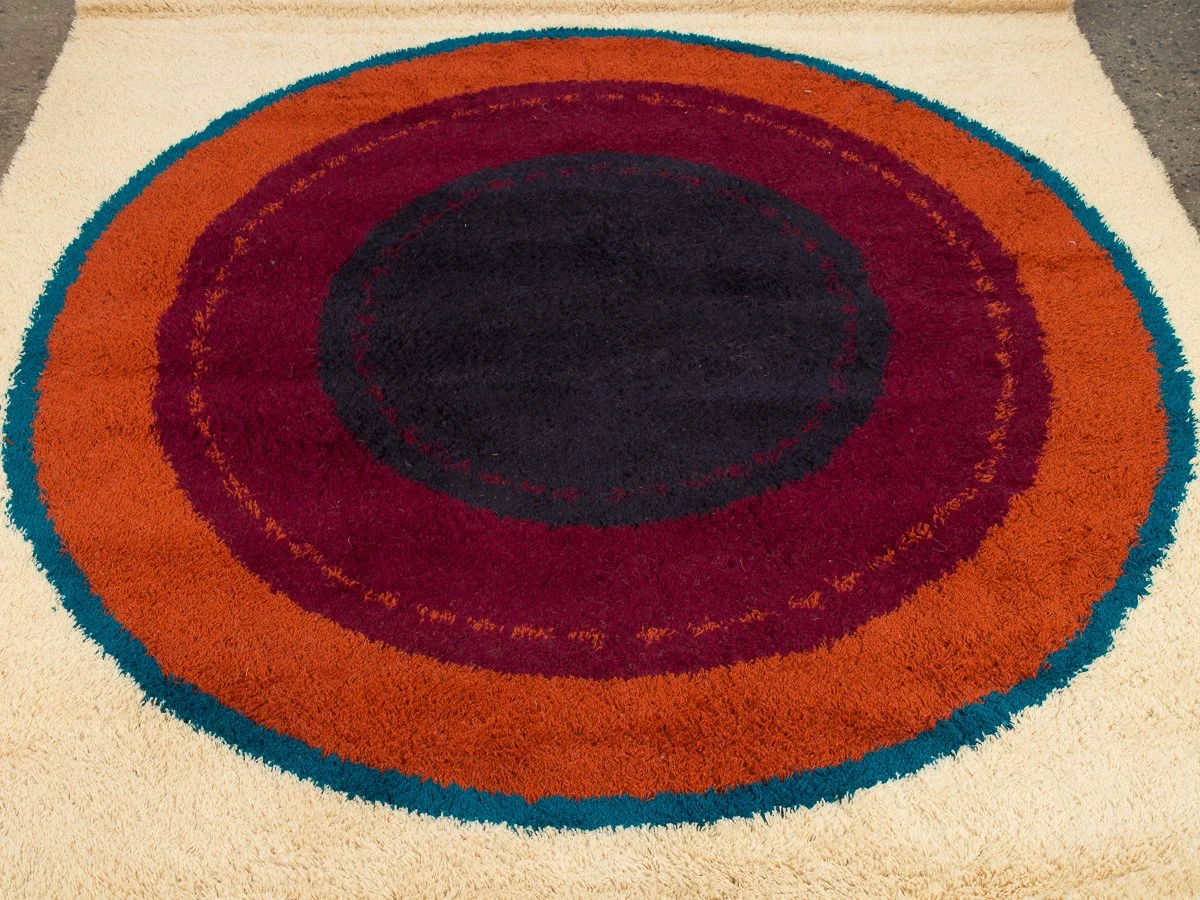 Verner Panton Style Rya Rug Orange and Blue — OAM