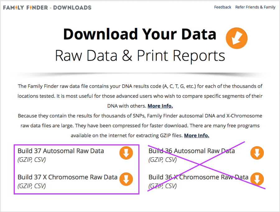 Family Tree DNA download raw data step 3
