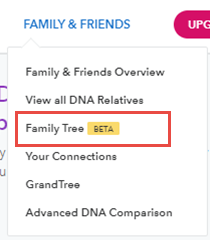 23andMe Family Tree beta in menu.png