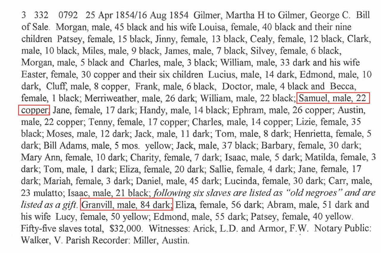 1854 Bill of sale of 55 slaves within the Gilmer family 1.jpeg
