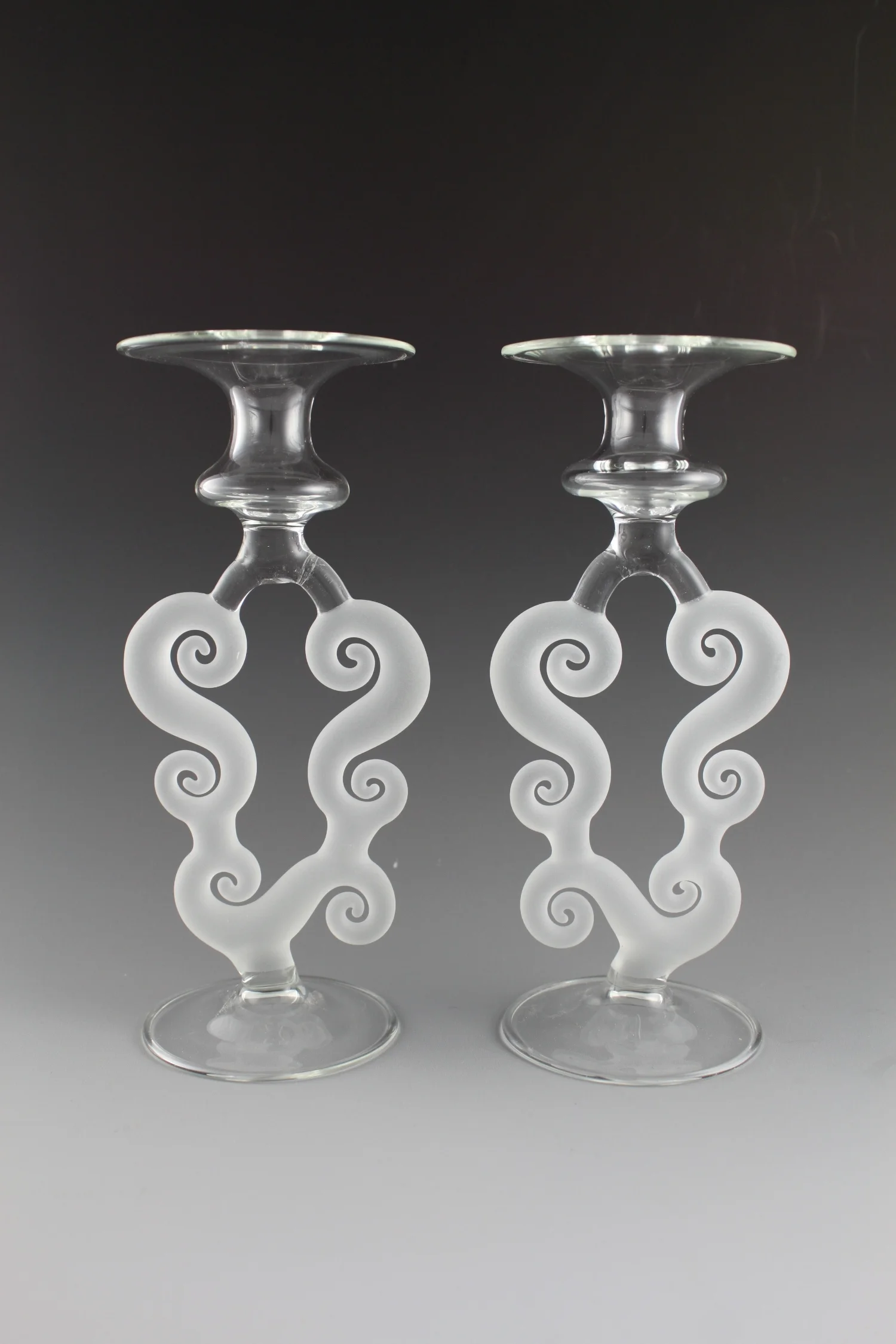 Frosted Candlestick Pair