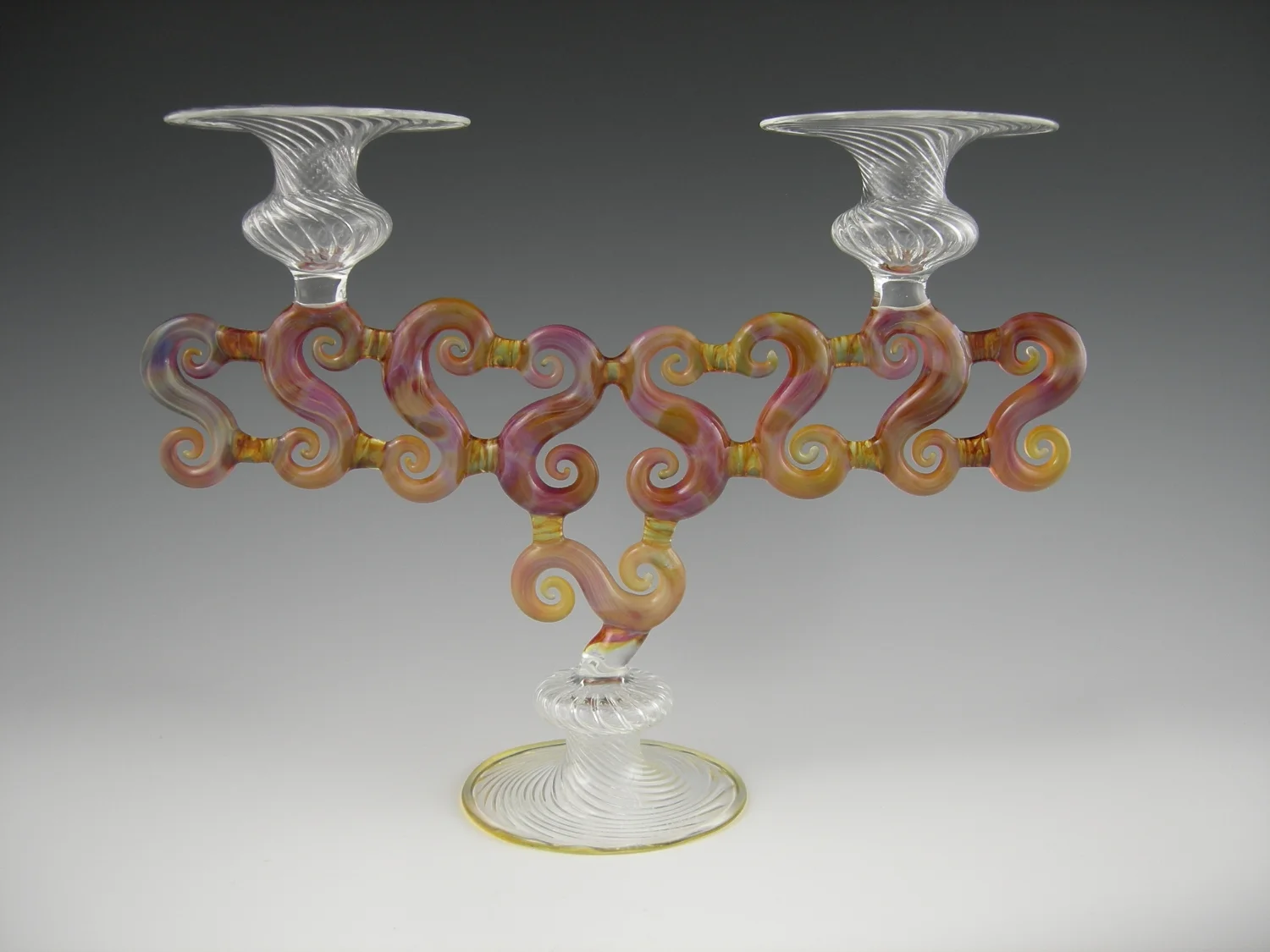 Amber Optical Candelabra with Lip Wraps, 2014
