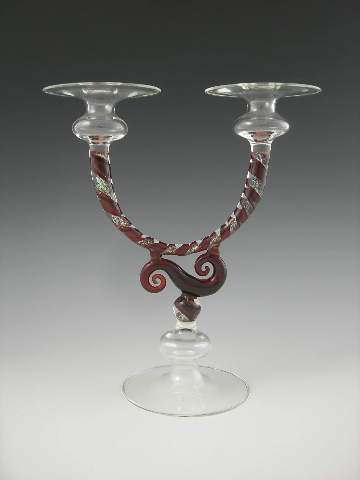 Ruby Red and Dichroic Candelabra