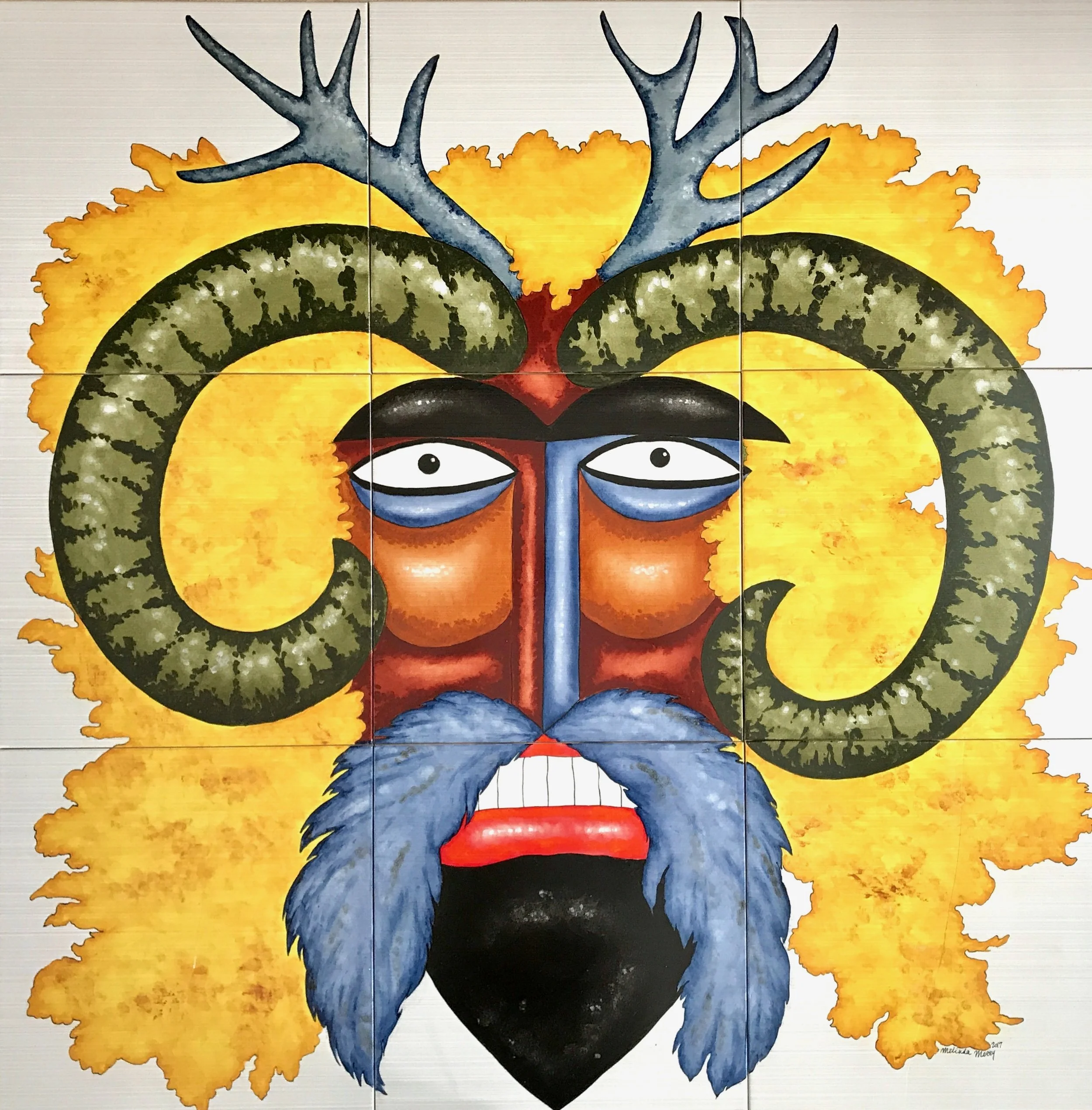 Hungarian Buso Mask - 39 x 39 in, 99 x 99 cm