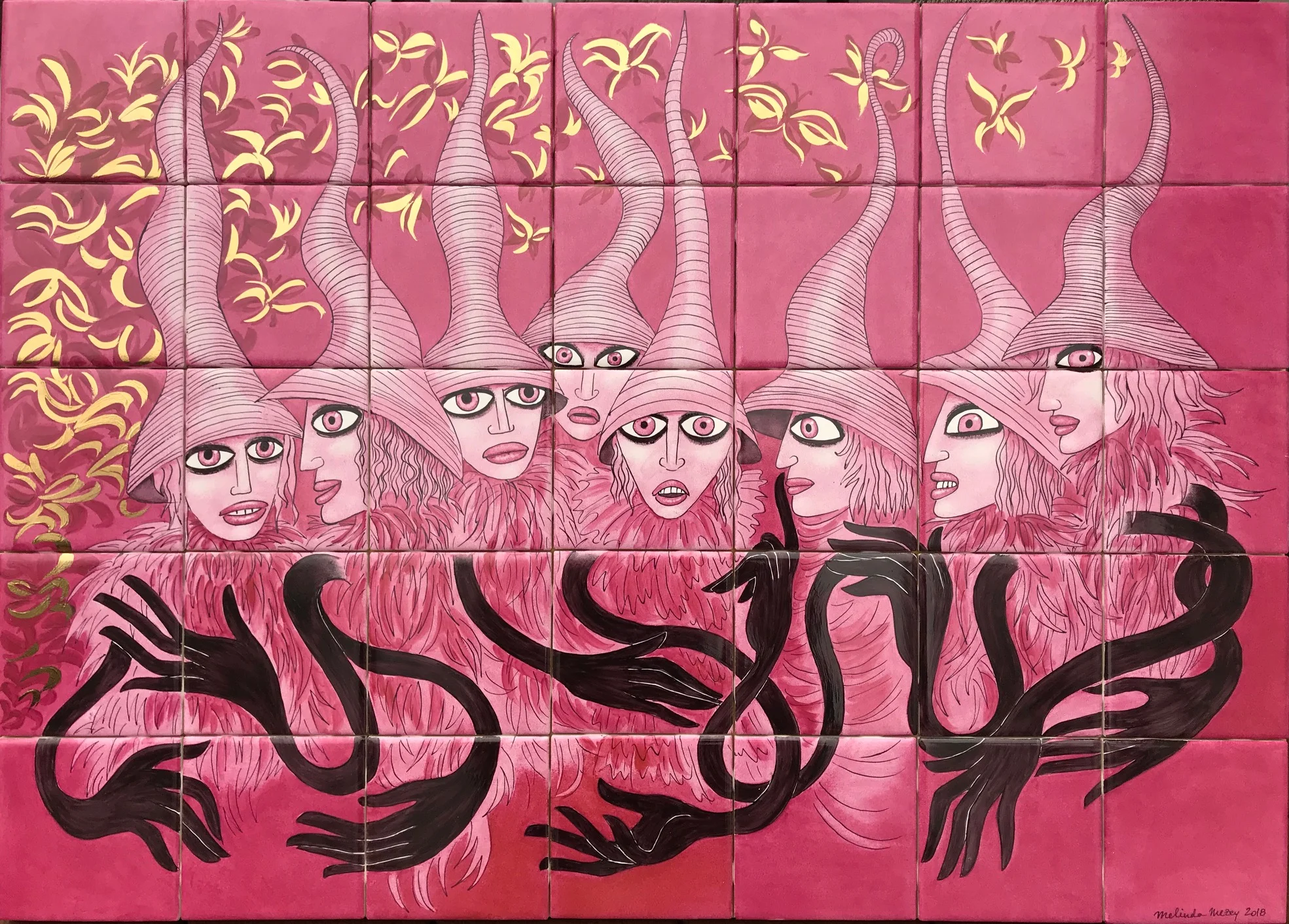 Pink Witches - 30 x 21 in, 76 x 54 cm