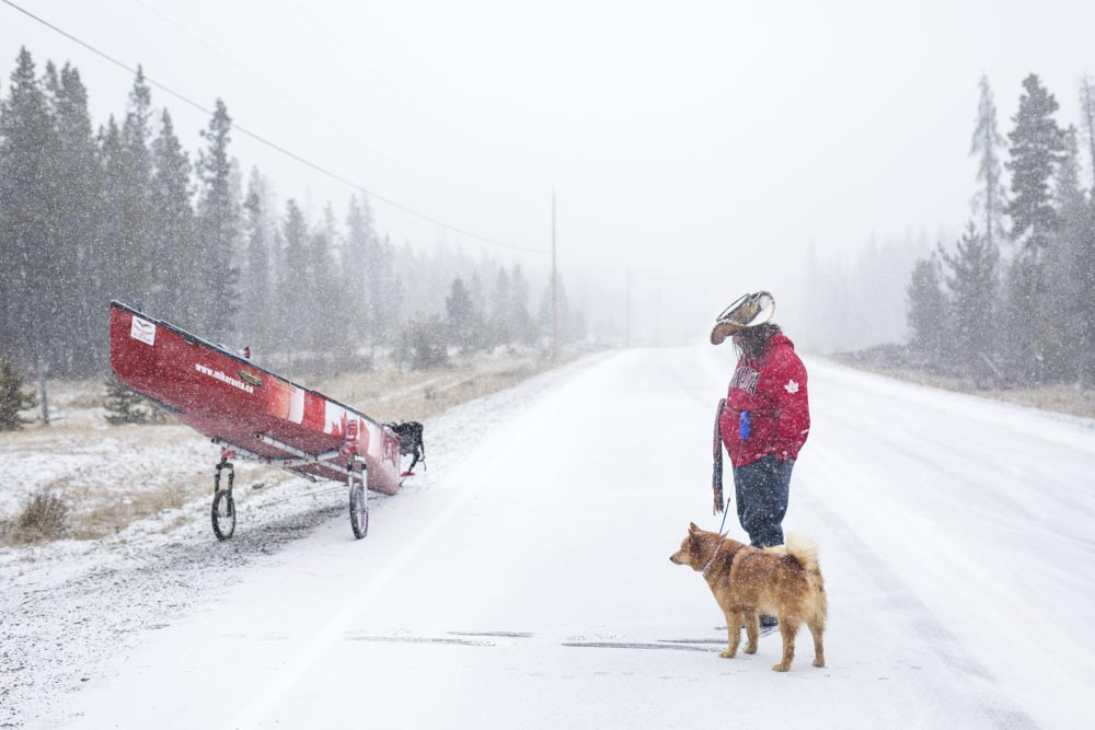  April 7, 2017.

A snow squall envelops the Chilcotin Highway of northwestern British Columbia in the first week of Mike Ranta's 2017 coast-to-coast attempt.

In 2014, Mike Ranta became the first person in history to canoe from the Pacific to Atlanti