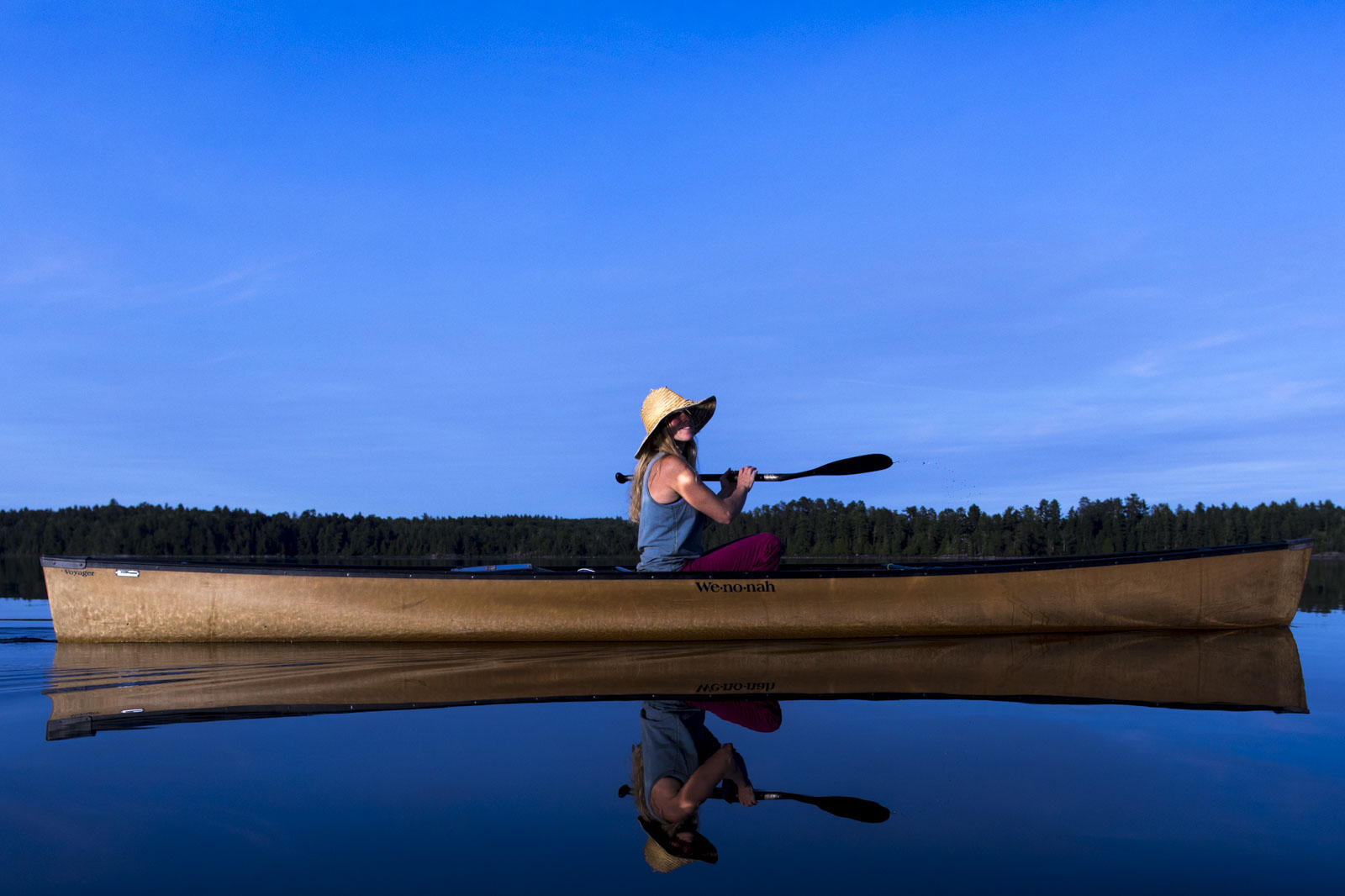  Mike Ranta and Branny Hughes paddle from Macree Lake into Iron Lake before portaging around Curtain Falls into Crooked Lake in Quetico, Ontario. 20170829.  Photo/David Jackson 