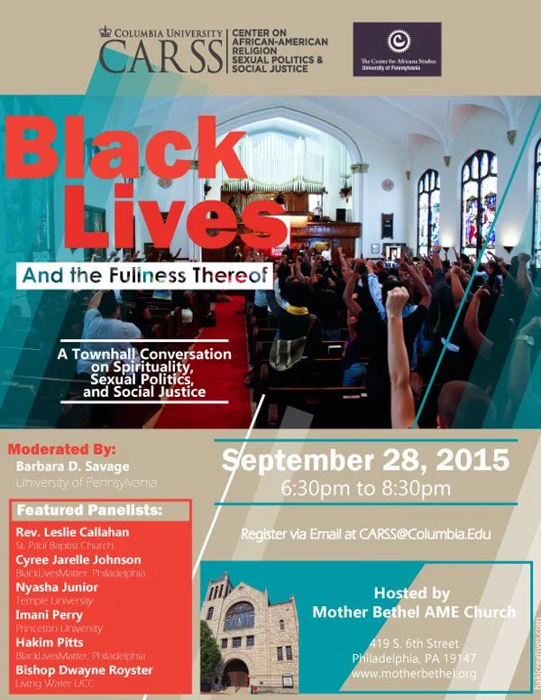 I will be a panelist at the Town Hall of the Columbia University Center on African-American Religion, Sexual Politics, and Social Justice. If you’re in Philly, come through!