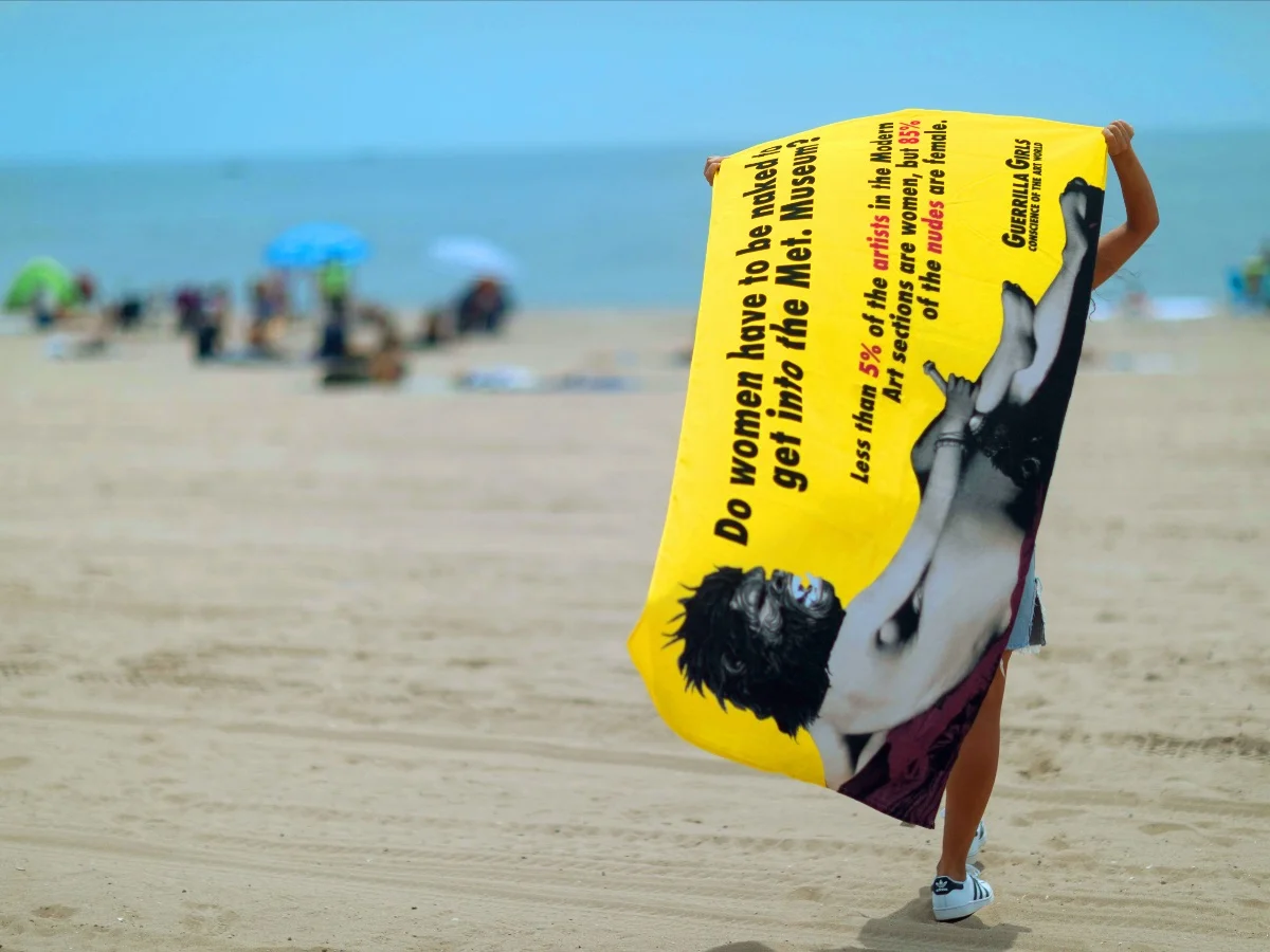 Do women have to be naked to get into the Met. Museum? - beach towel 