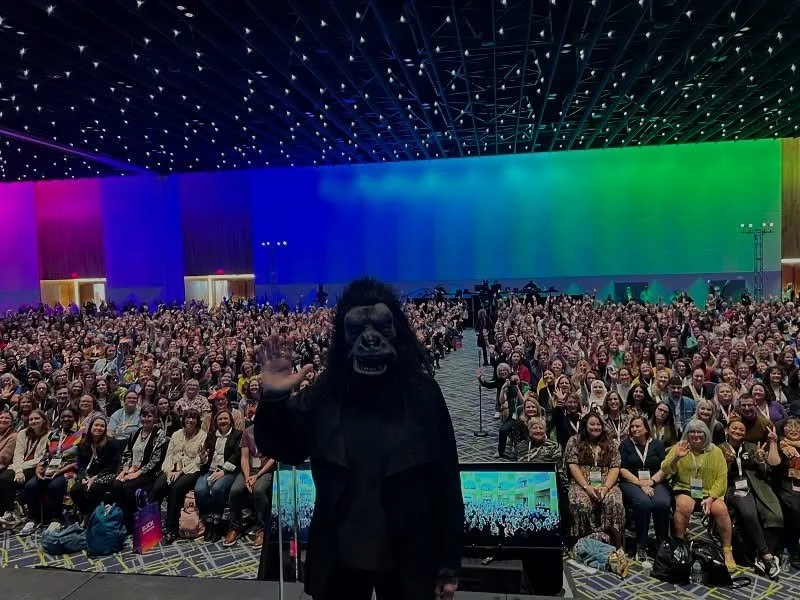 GG&rsquo;s idea of a Happy Place in dark times: Frida Kahlo in Louisville in front of 3,500 art teachers, at the National Association of Art Educators Convention. Long live freedom of expression in our nation&rsquo;s schools!

@guerrillagirls @naea_a